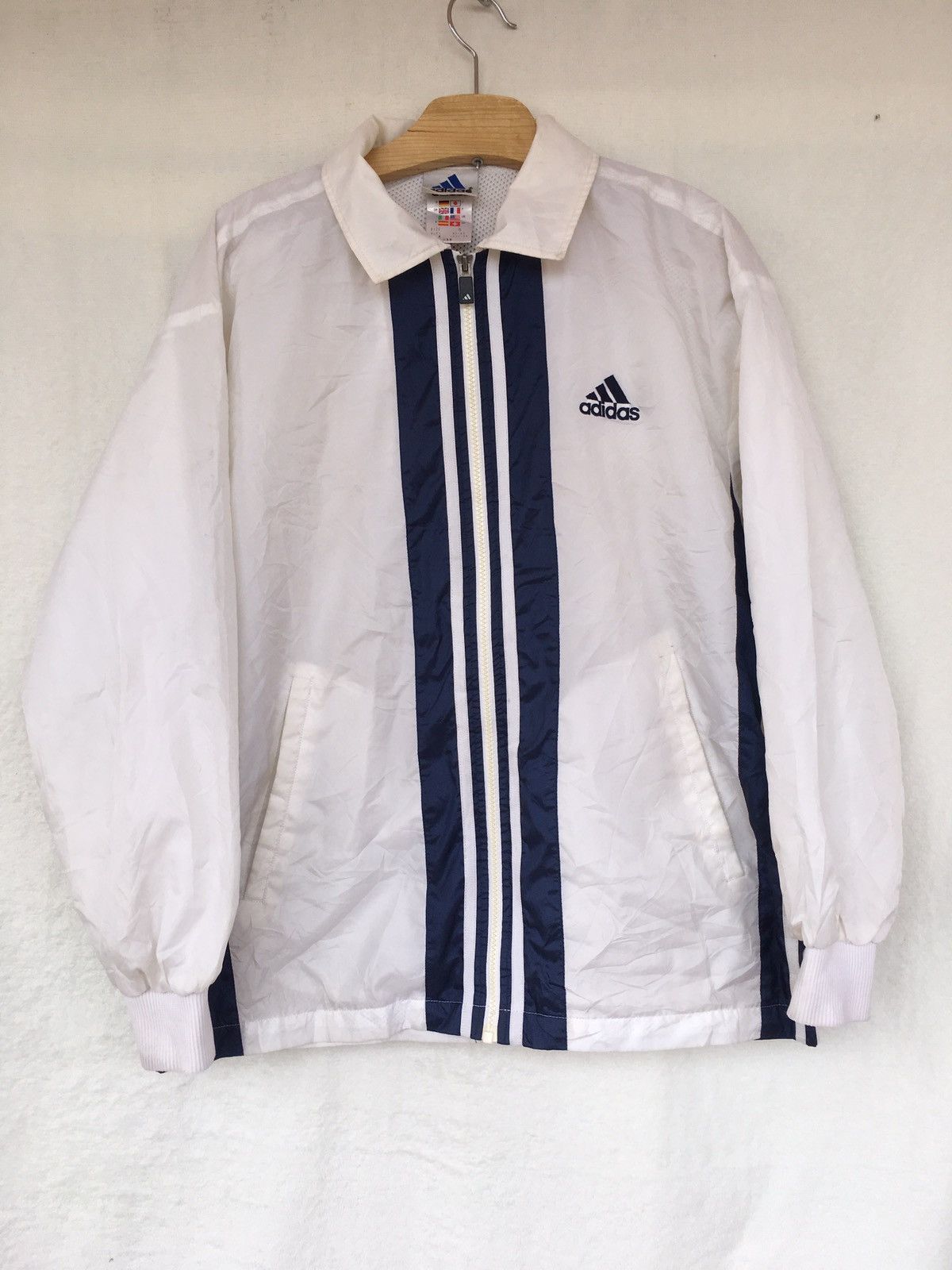 image of Vintage Adidas 90's Windbreaker in White, Men's (Size Small)