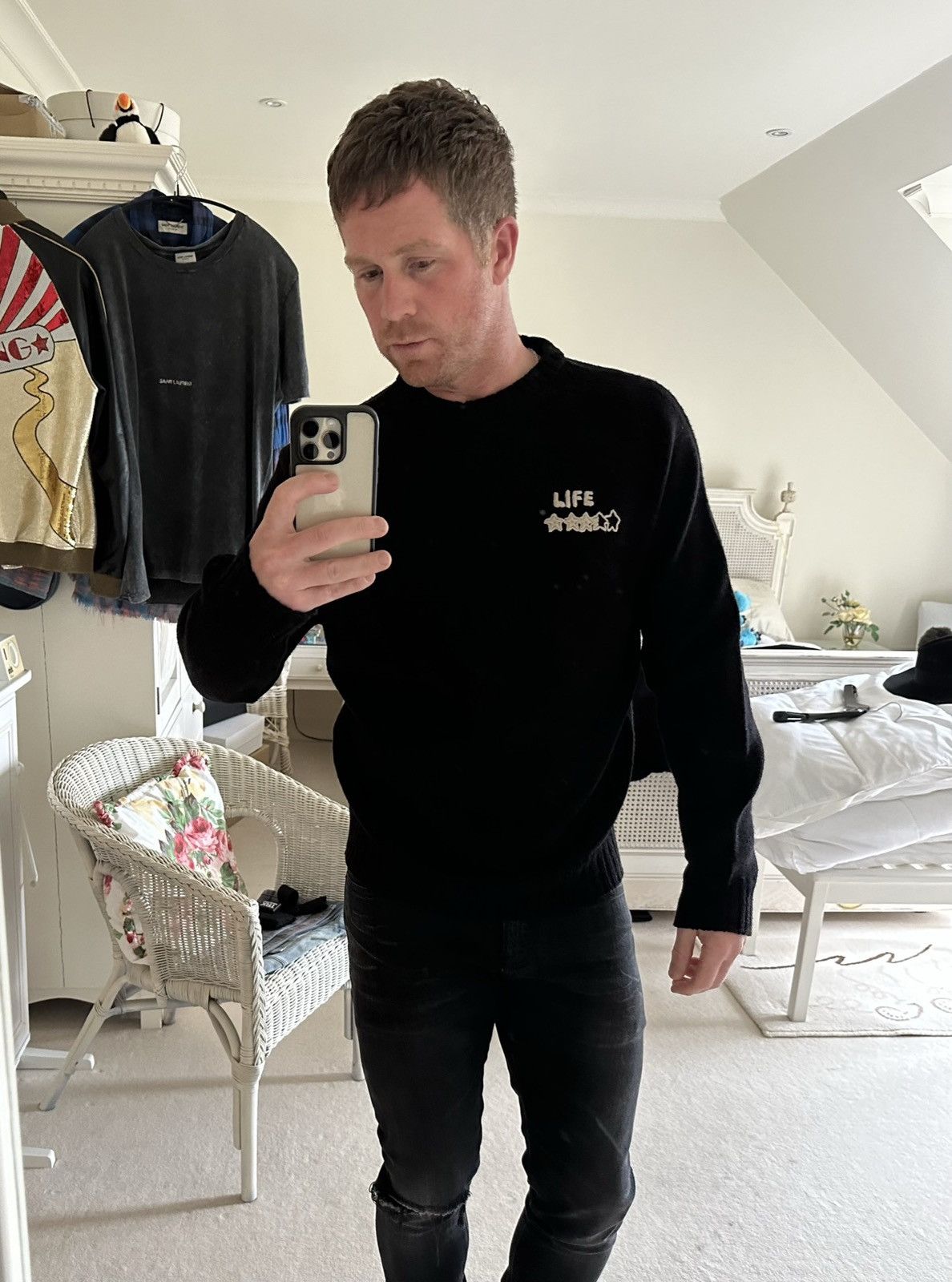 Celine FW21 Celine Teen Knight Poem Life star sweater Hedi Slimane Size US M / EU 48-50 / 2 - 4 Thumbnail