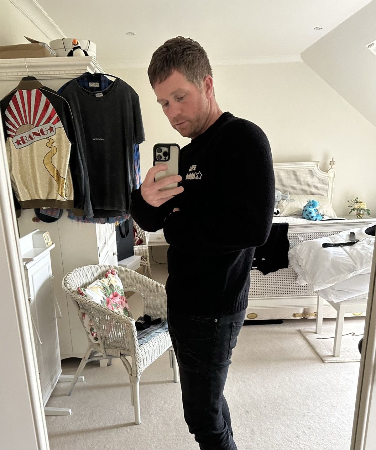 Celine FW21 Celine Teen Knight Poem Life star sweater Hedi Slimane Size US M / EU 48-50 / 2 - 3 Thumbnail