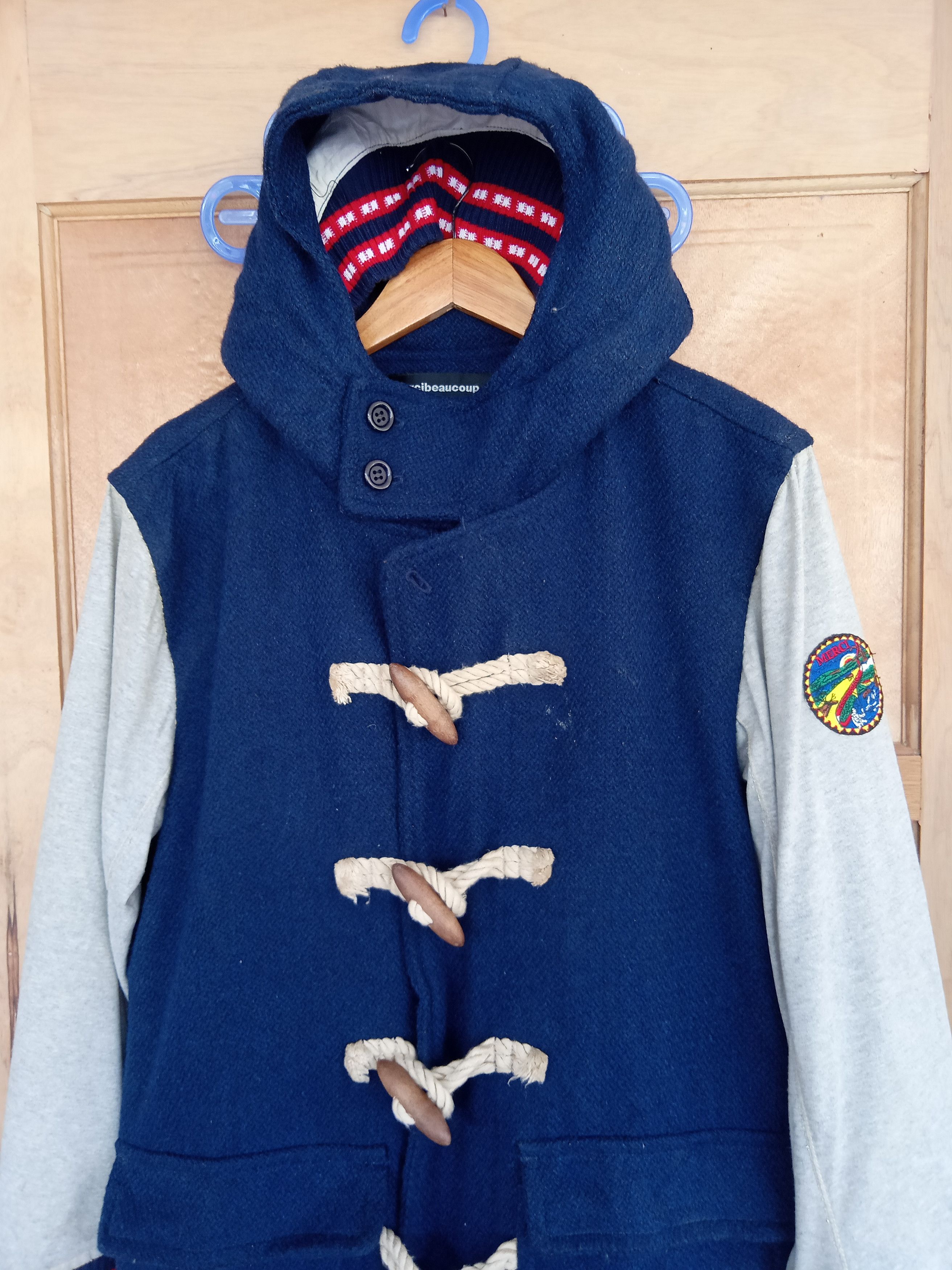 Issey Miyake × mercibeaucoup ISSEY MIYAKE WOOL HOODIE VARSITY JACKET Size US M / EU 48-50 / 2 - 3 Thumbnail