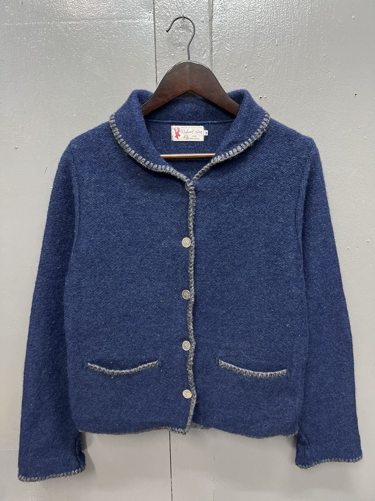 image of Cashmere Wool x Vintage Robert Sim Pure New Wool Jacket in Blue, Men's (Size Medium)