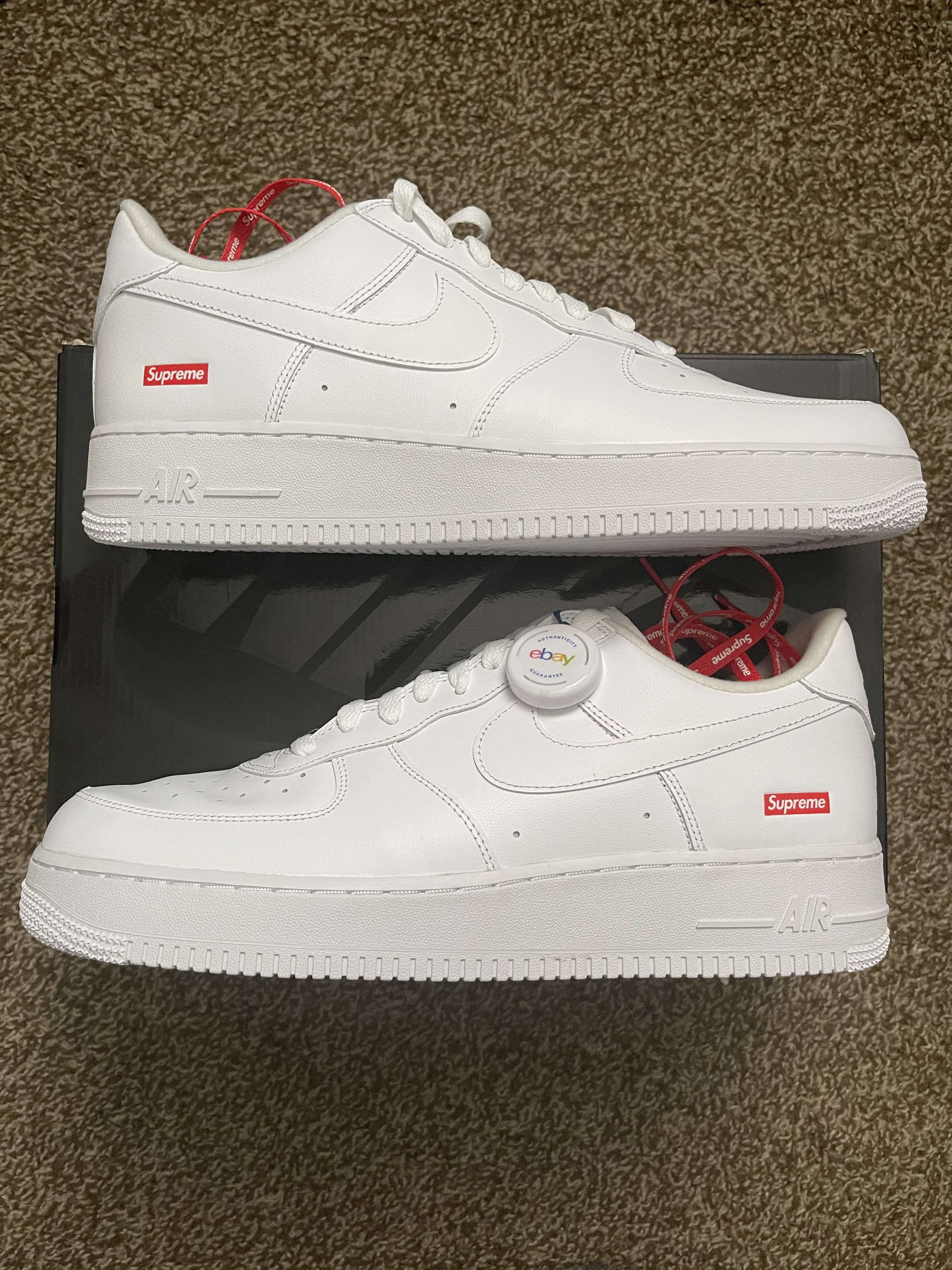 image of New Supreme X Nike Air Force 1 Low White Shoes, Men's (Size 12)