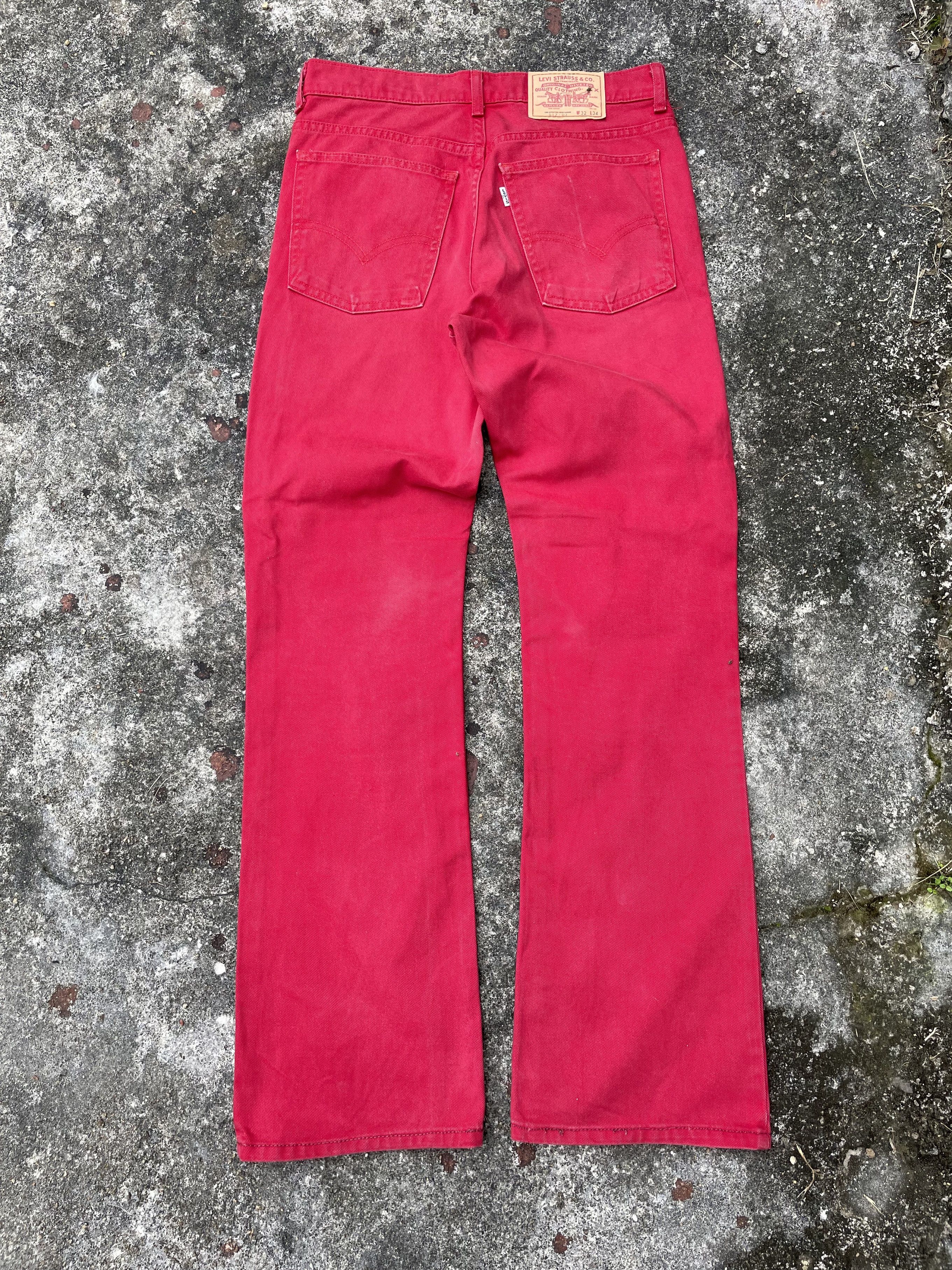 Levi's × Vintage Bleach Faded Red Levi's 517 Bootcut Jeans Size US 30 / EU 46 - 2 Thumbnail