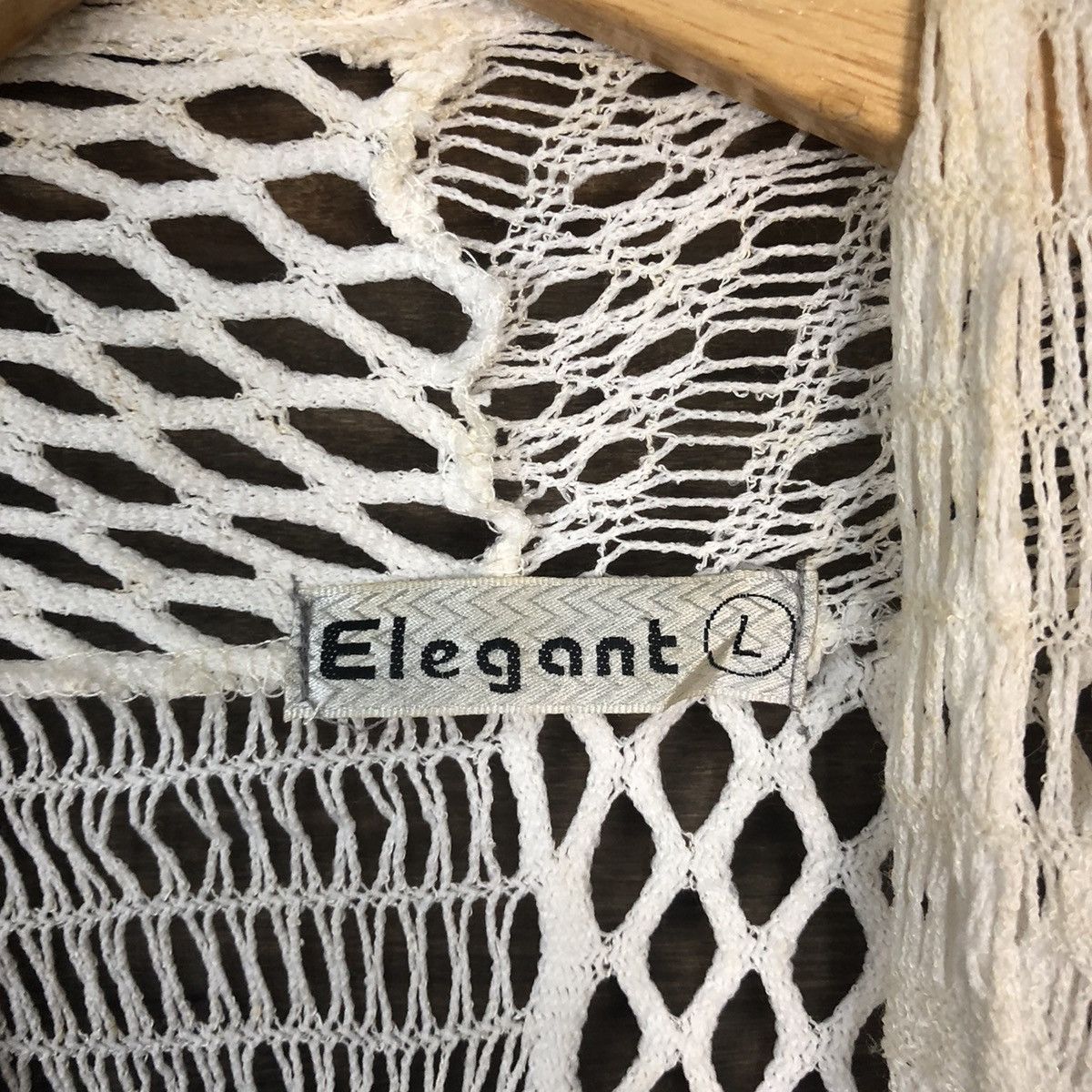Homespun Knitwear Elegant Mesh Net Crochet White Cardigan Knitwear #7125 Size L / US 10 / IT 46 - 7 Thumbnail