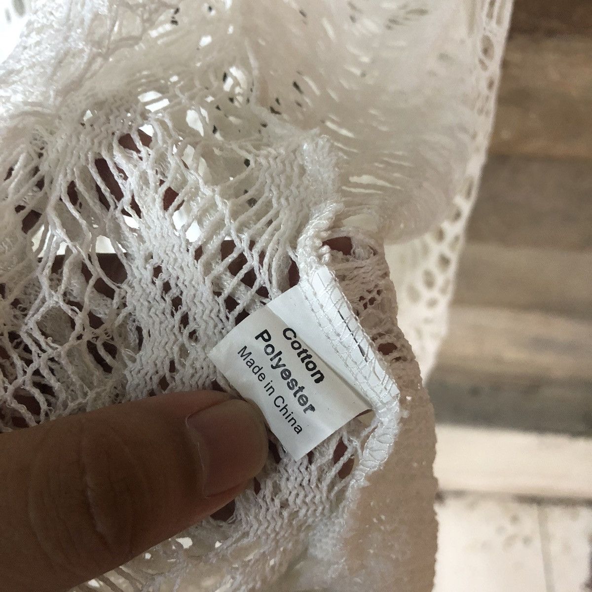 Homespun Knitwear Elegant Mesh Net Crochet White Cardigan Knitwear #7125 Size L / US 10 / IT 46 - 8 Thumbnail