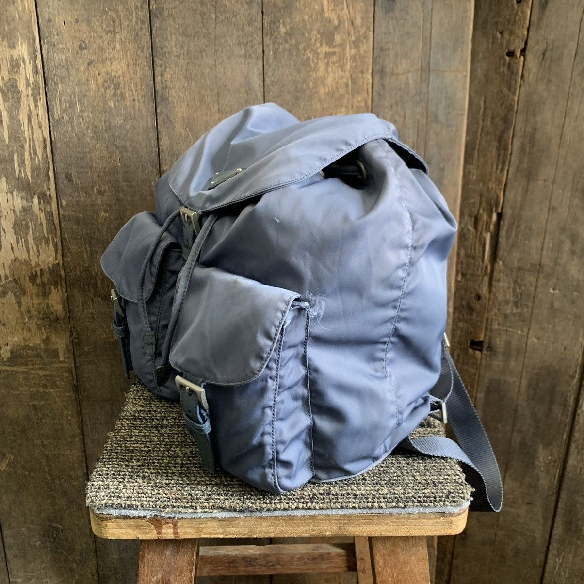 Vintage Vintage Prada Blue Medium Nylon Backpack Size ONE SIZE - 2 Preview