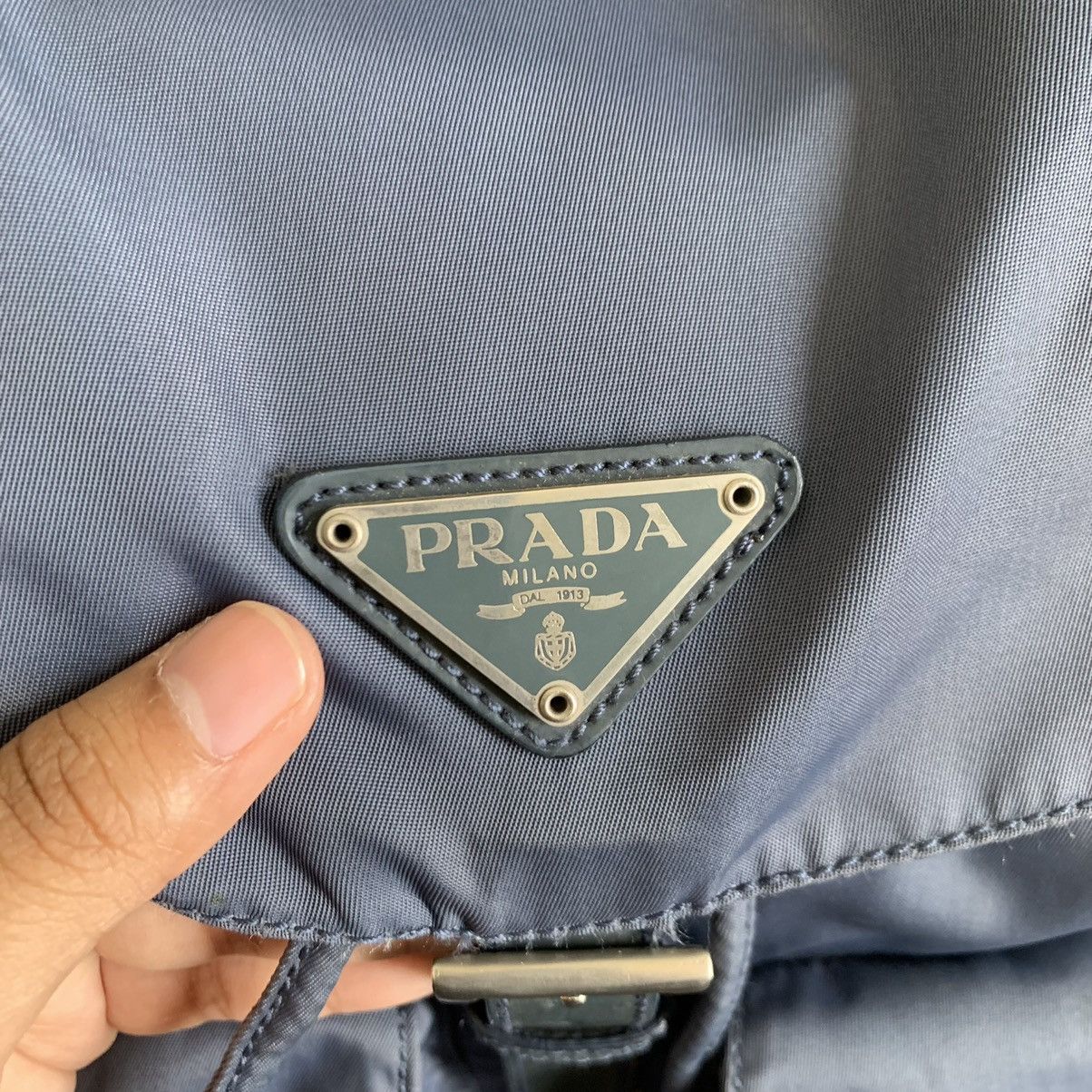 Vintage Vintage Prada Blue Medium Nylon Backpack Size ONE SIZE - 3 Thumbnail
