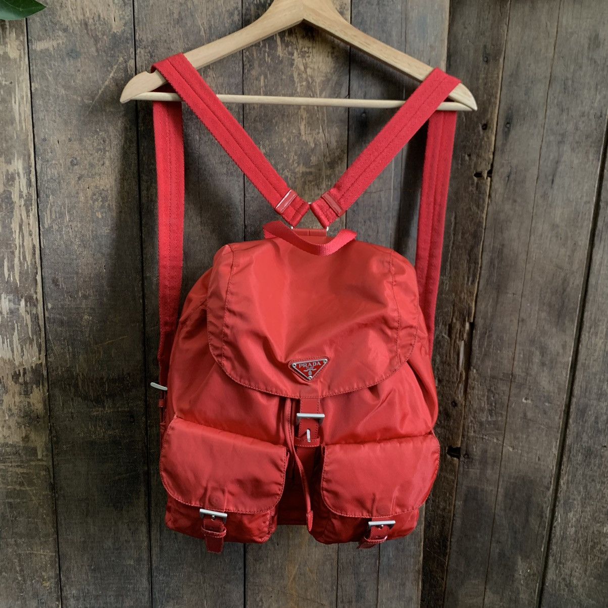 Prada Vintage Prada Red Medium Backpack With Authentic Card Size ONE SIZE - 2 Thumbnail