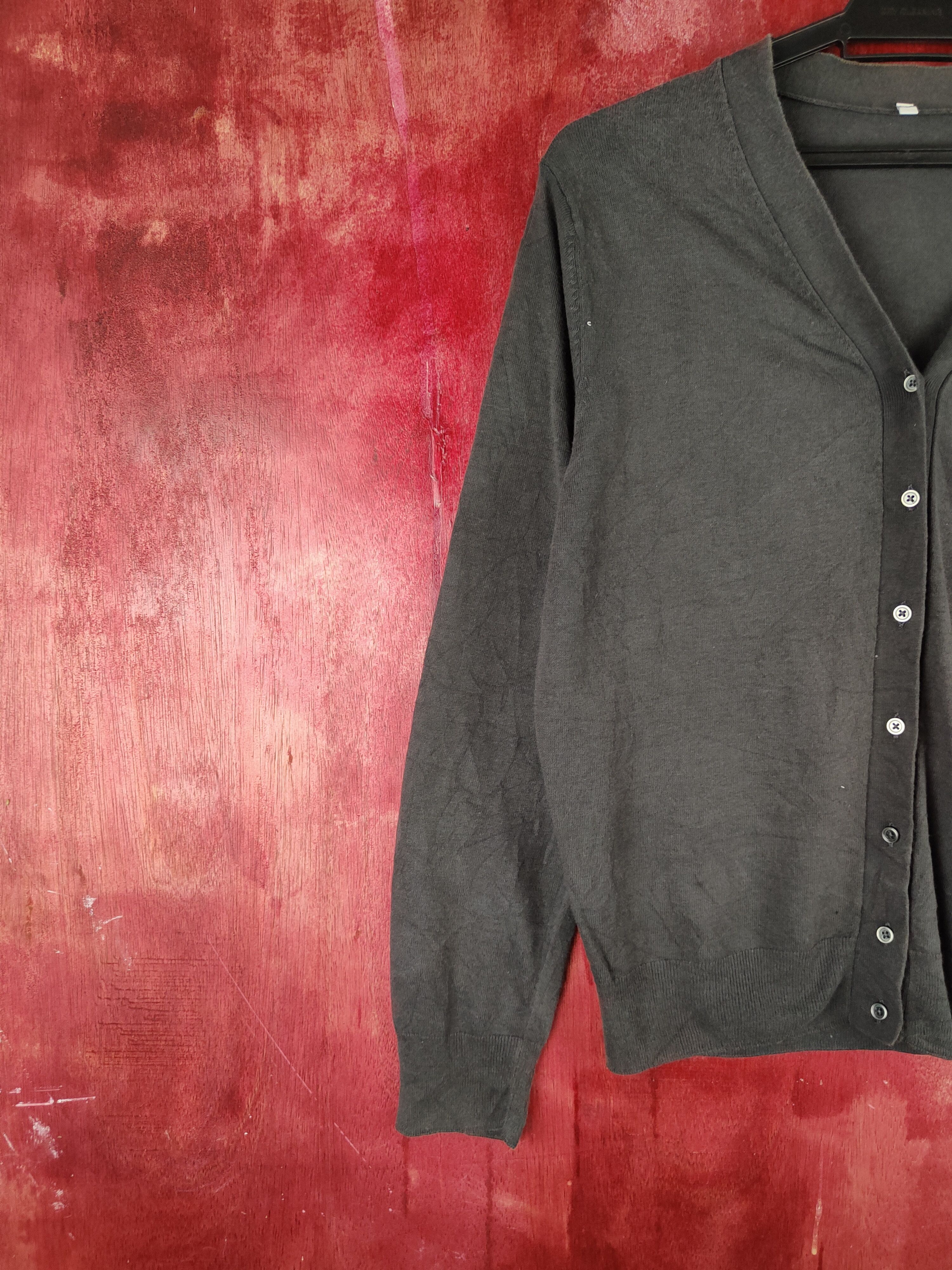 Japanese Brand × Vintage Japan vintage thin Dark Gray Cardigan #S916 Size L / US 10 / IT 46 - 3 Thumbnail