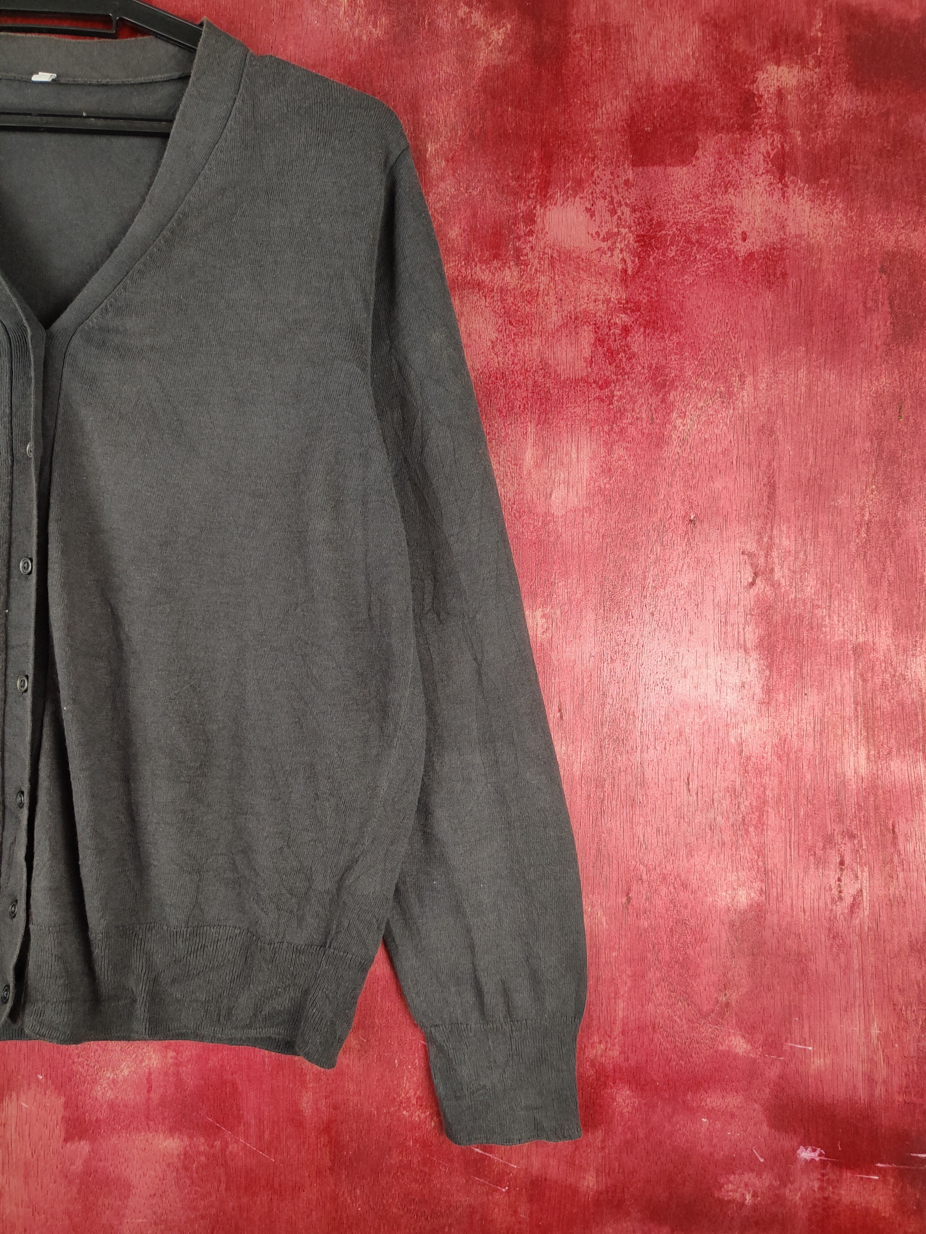 Japanese Brand × Vintage Japan vintage thin Dark Gray Cardigan #S916 Size L / US 10 / IT 46 - 5 Thumbnail