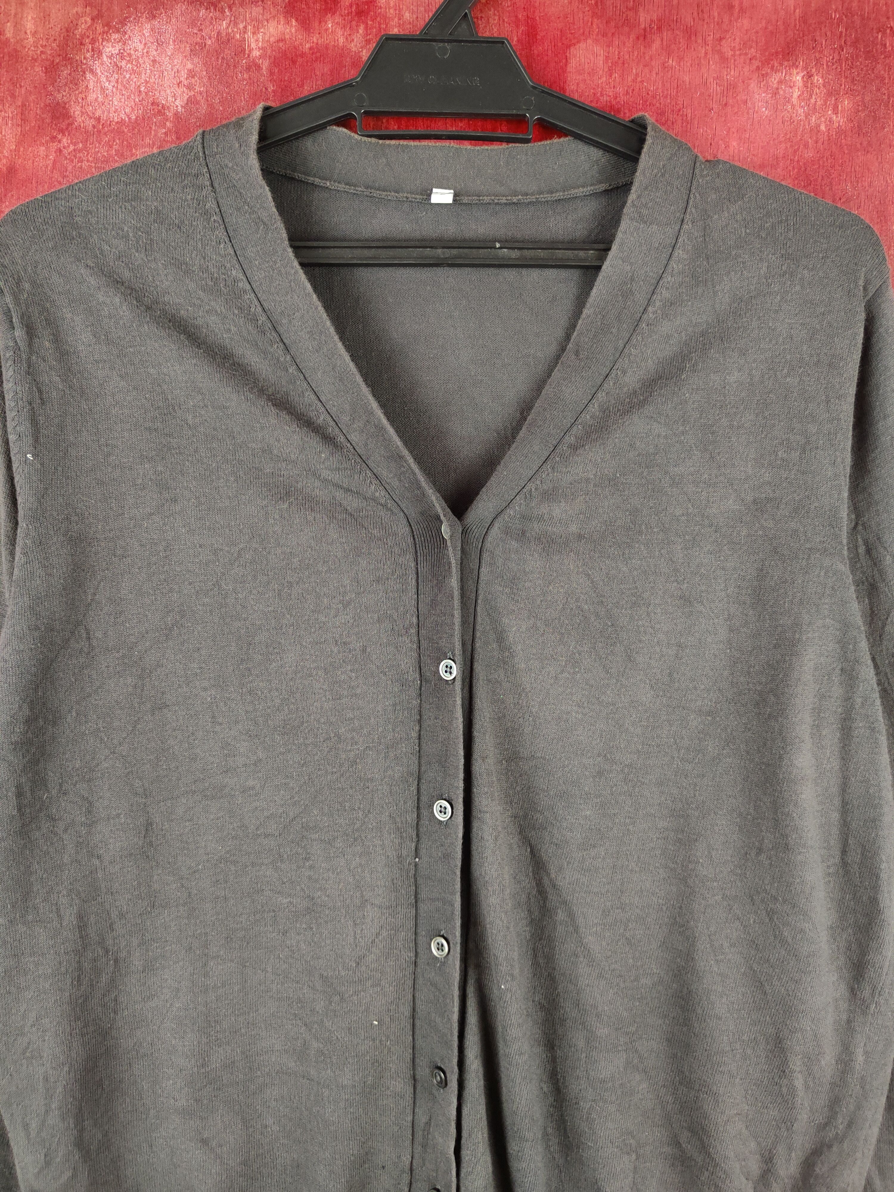Japanese Brand × Vintage Japan vintage thin Dark Gray Cardigan #S916 Size L / US 10 / IT 46 - 2 Thumbnail