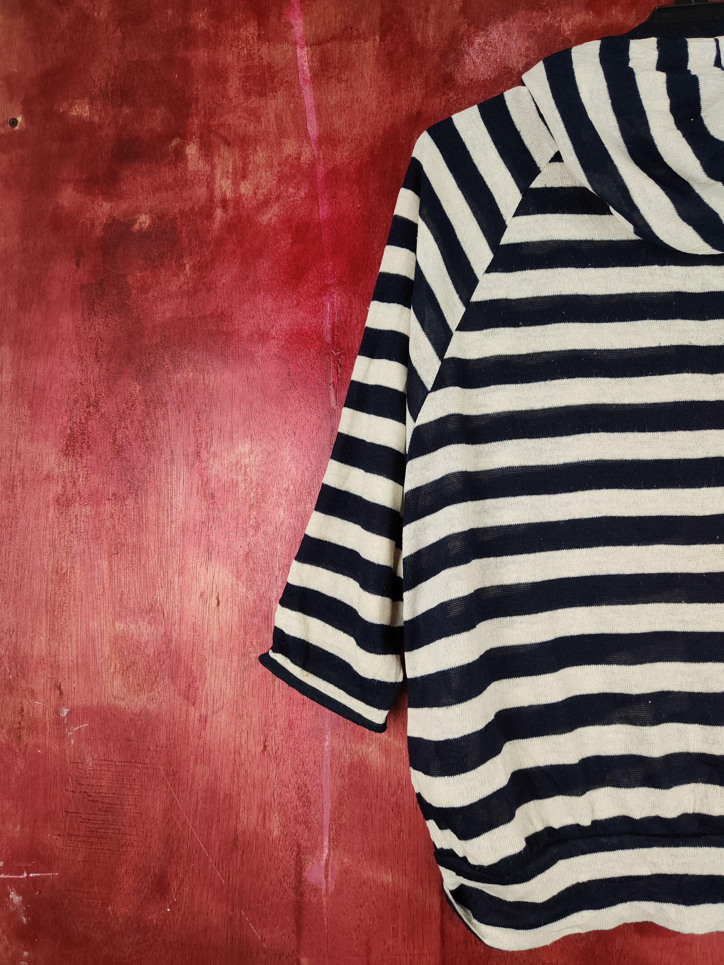 Japanese Brand Olived des Olive Navy/White Stripe Hoodie Cardigan #S851 Size M / US 6-8 / IT 42-44 - 8 Thumbnail