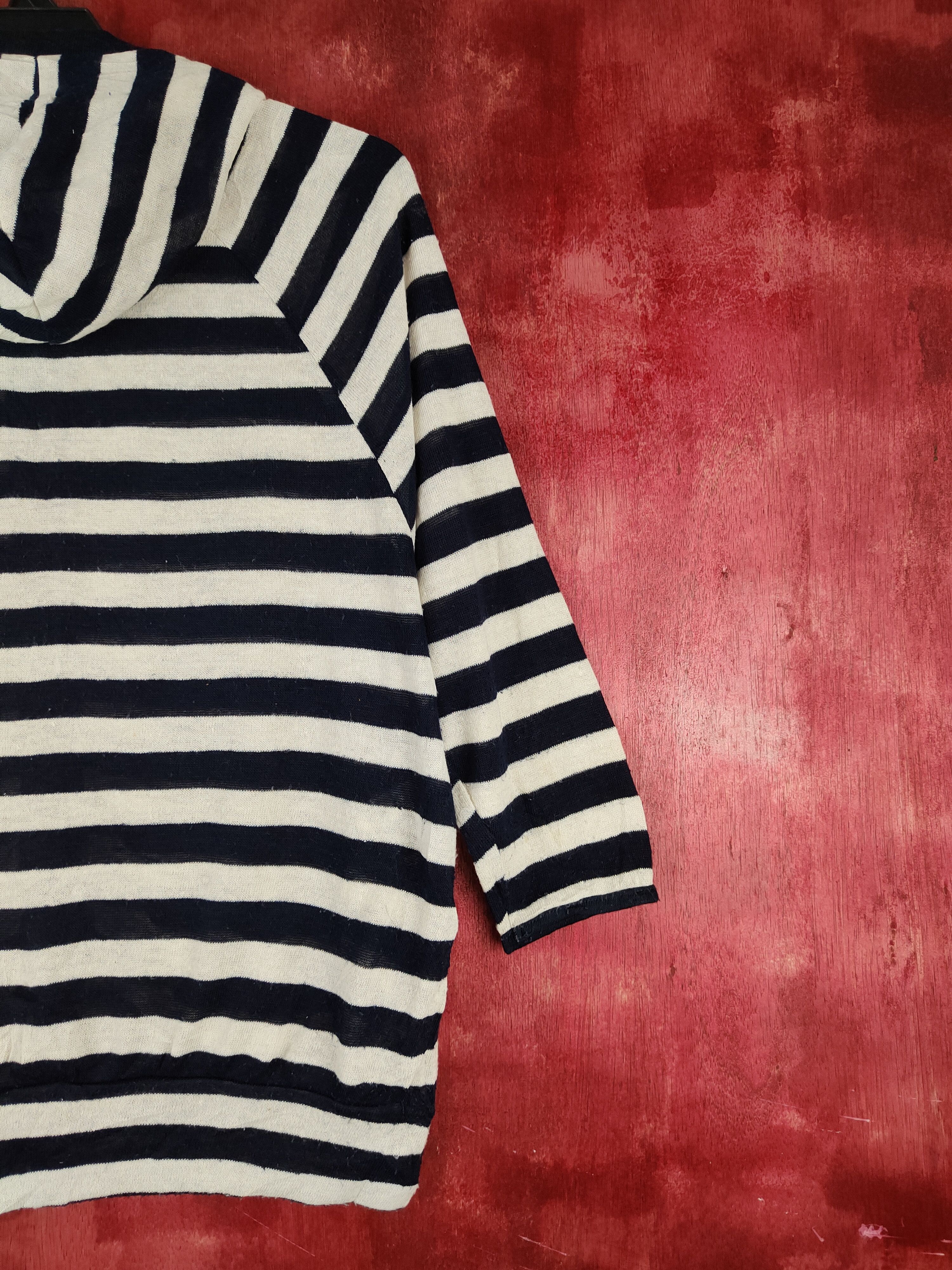 Japanese Brand Olived des Olive Navy/White Stripe Hoodie Cardigan #S851 Size M / US 6-8 / IT 42-44 - 9 Thumbnail