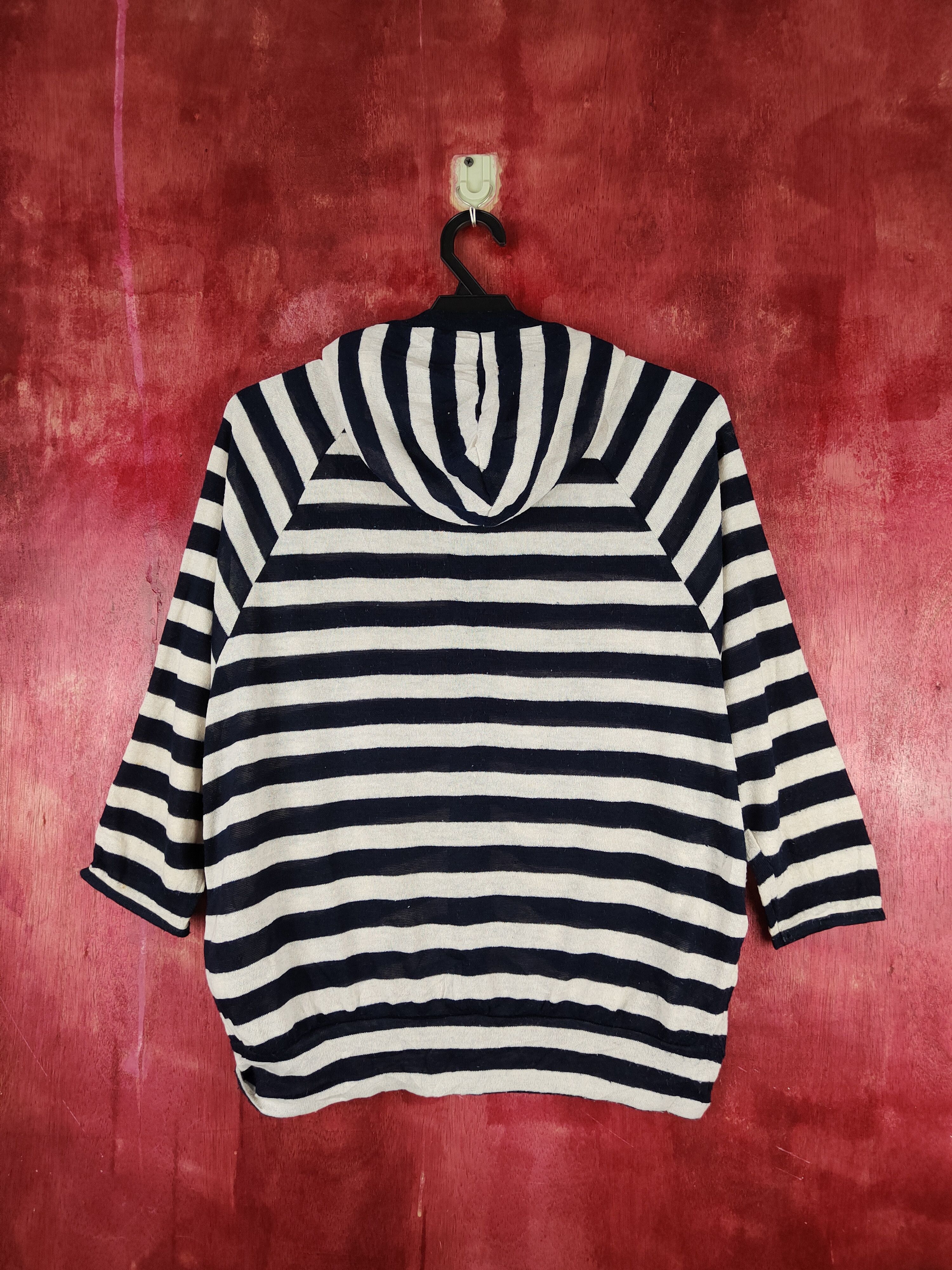 Japanese Brand Olived des Olive Navy/White Stripe Hoodie Cardigan #S851 Size M / US 6-8 / IT 42-44 - 7 Thumbnail