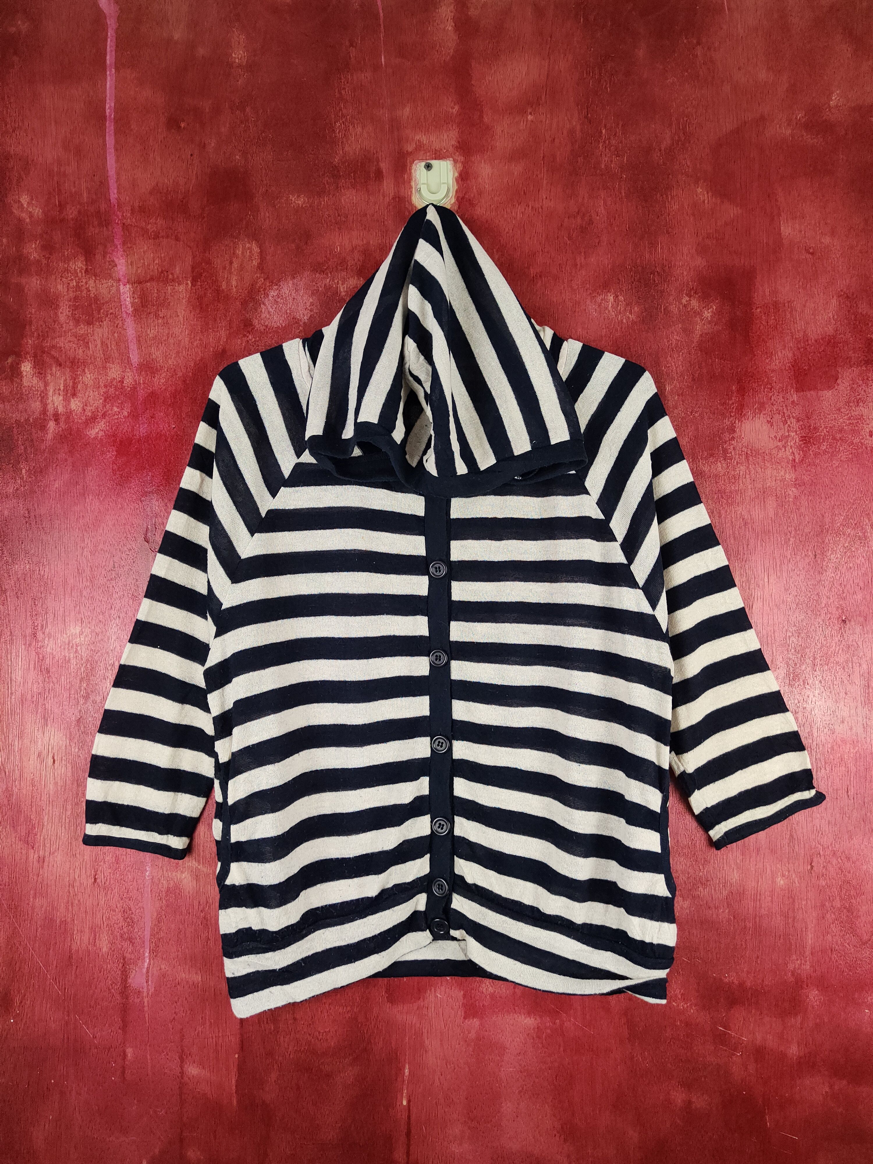 Japanese Brand Olived des Olive Navy/White Stripe Hoodie Cardigan #S851 Size M / US 6-8 / IT 42-44 - 1 Thumbnail