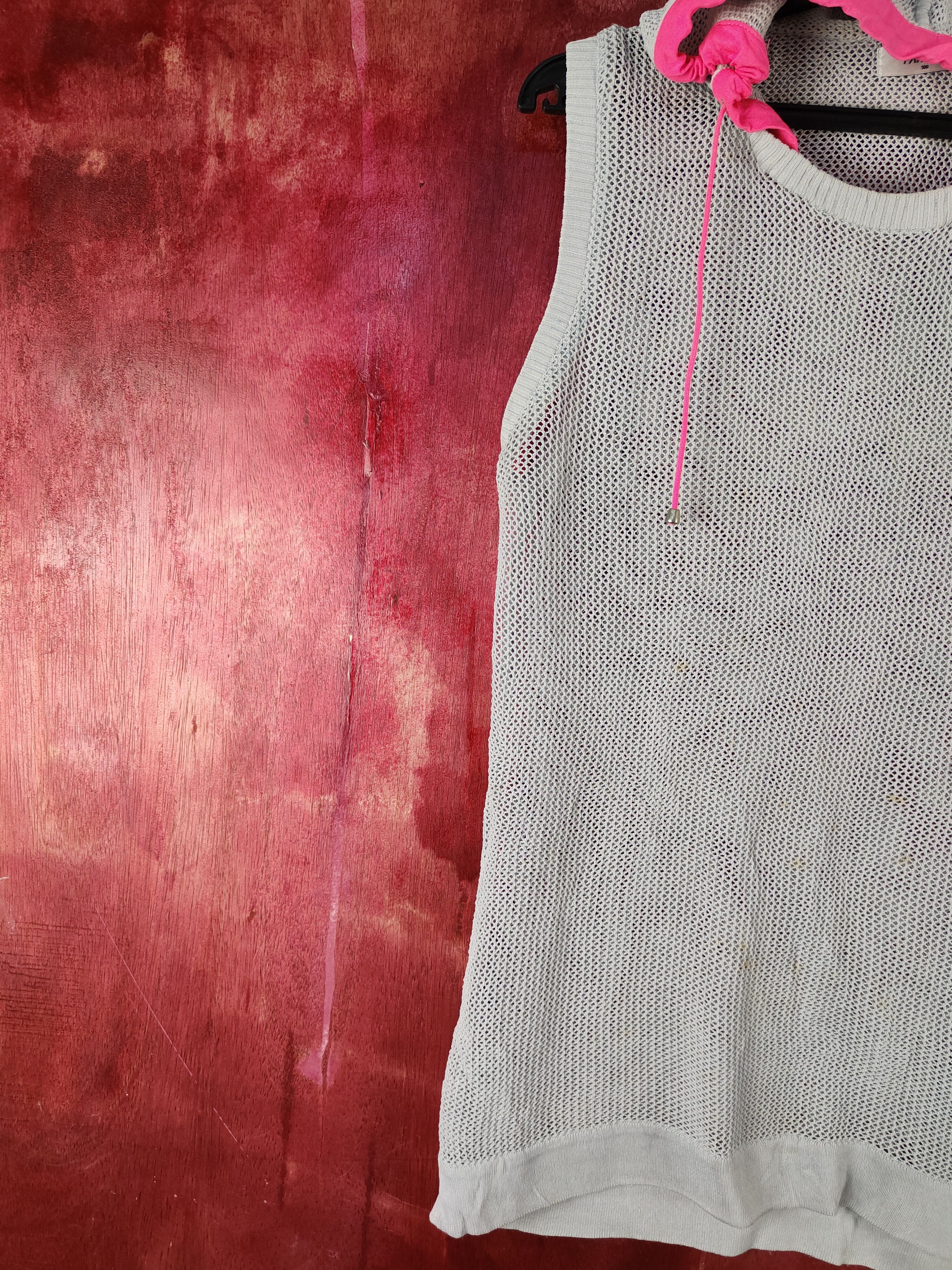 Vintage Japan Gray Crochet Meshnet Hoodie Knitw Tank Tops #S1014 Size S / US 4 / IT 40 - 4 Thumbnail