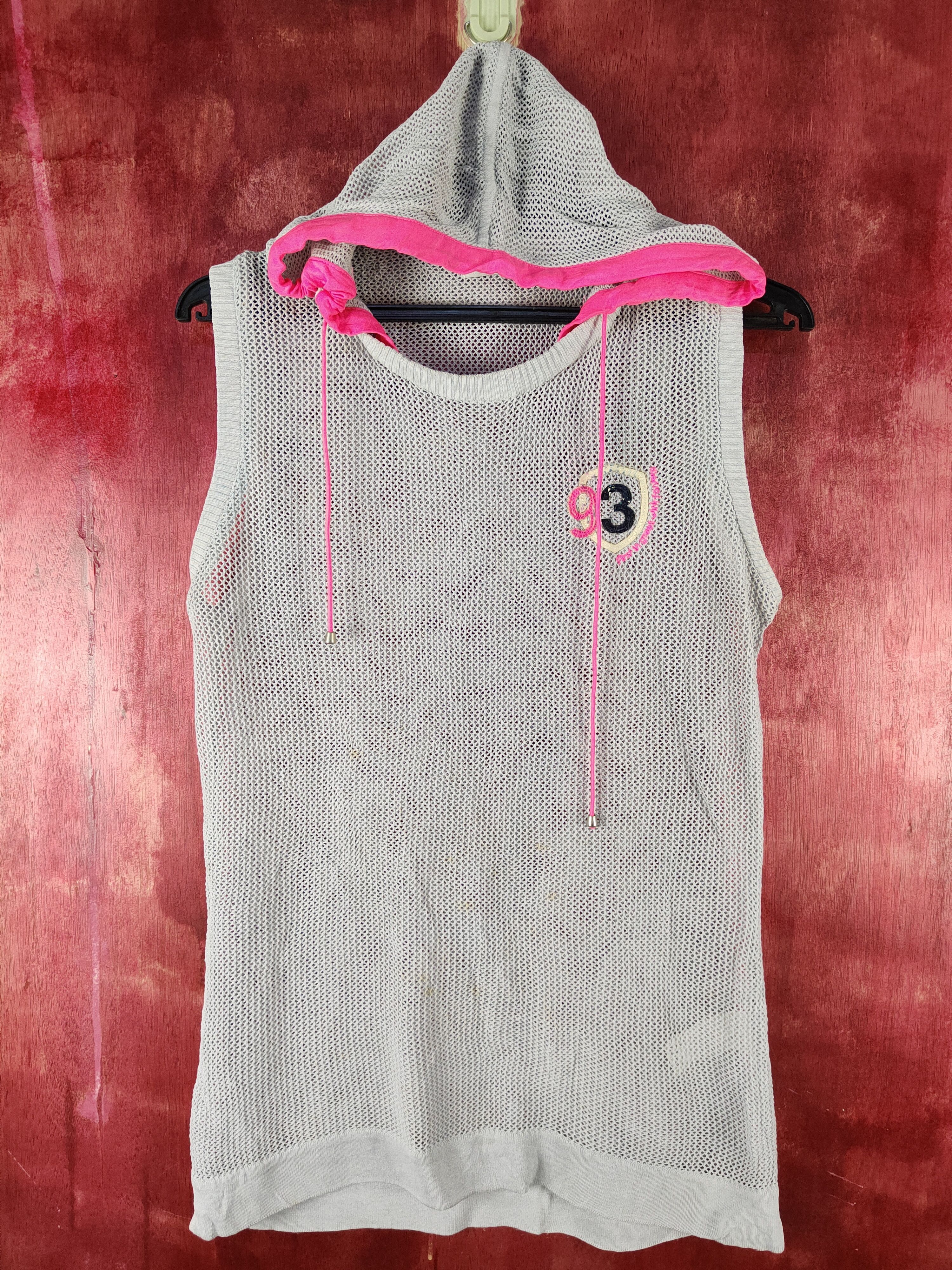 image of Homespun Knitwear Japan Gray Crochet Meshnet Hoodie Knitw Tank Tops S1014 in Grey, Women's (Size Sm