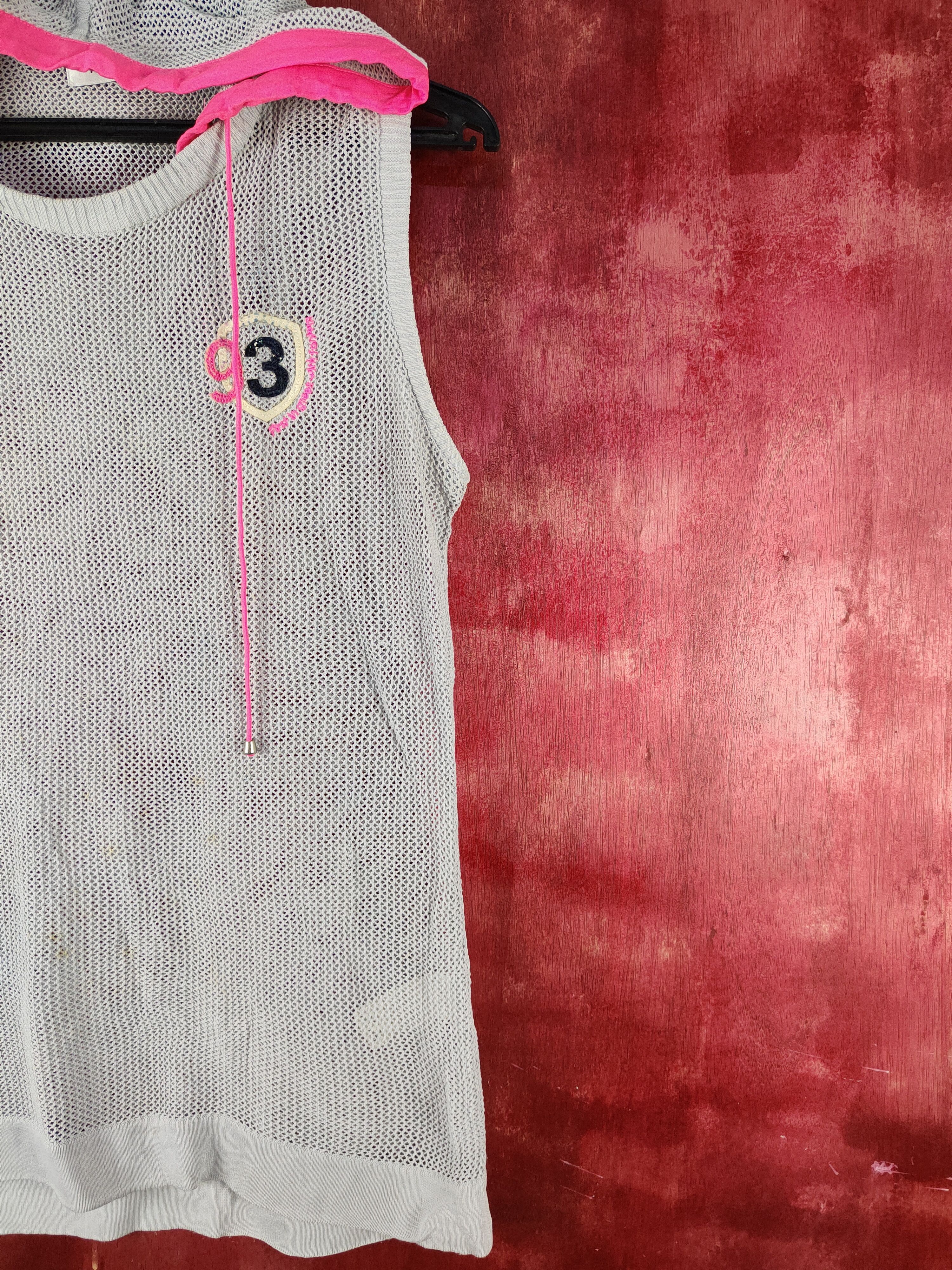 Vintage Japan Gray Crochet Meshnet Hoodie Knitw Tank Tops #S1014 Size S / US 4 / IT 40 - 5 Thumbnail