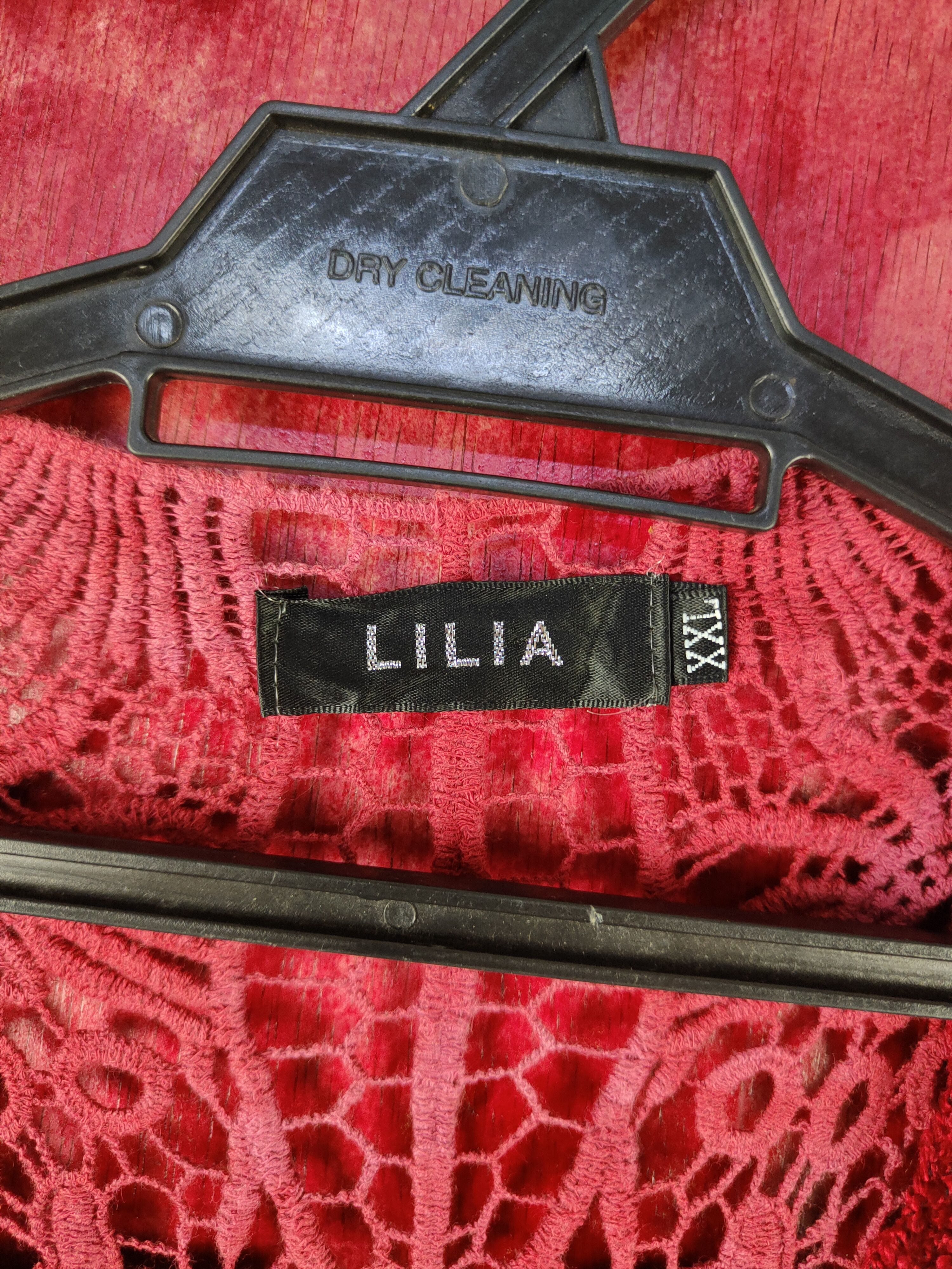 Homespun Knitwear Lilia Maroon Crochet Meshnet Knitwear Cardigan #S1017 Size XXL / US 16-18 / IT 52-54 - 8 Thumbnail
