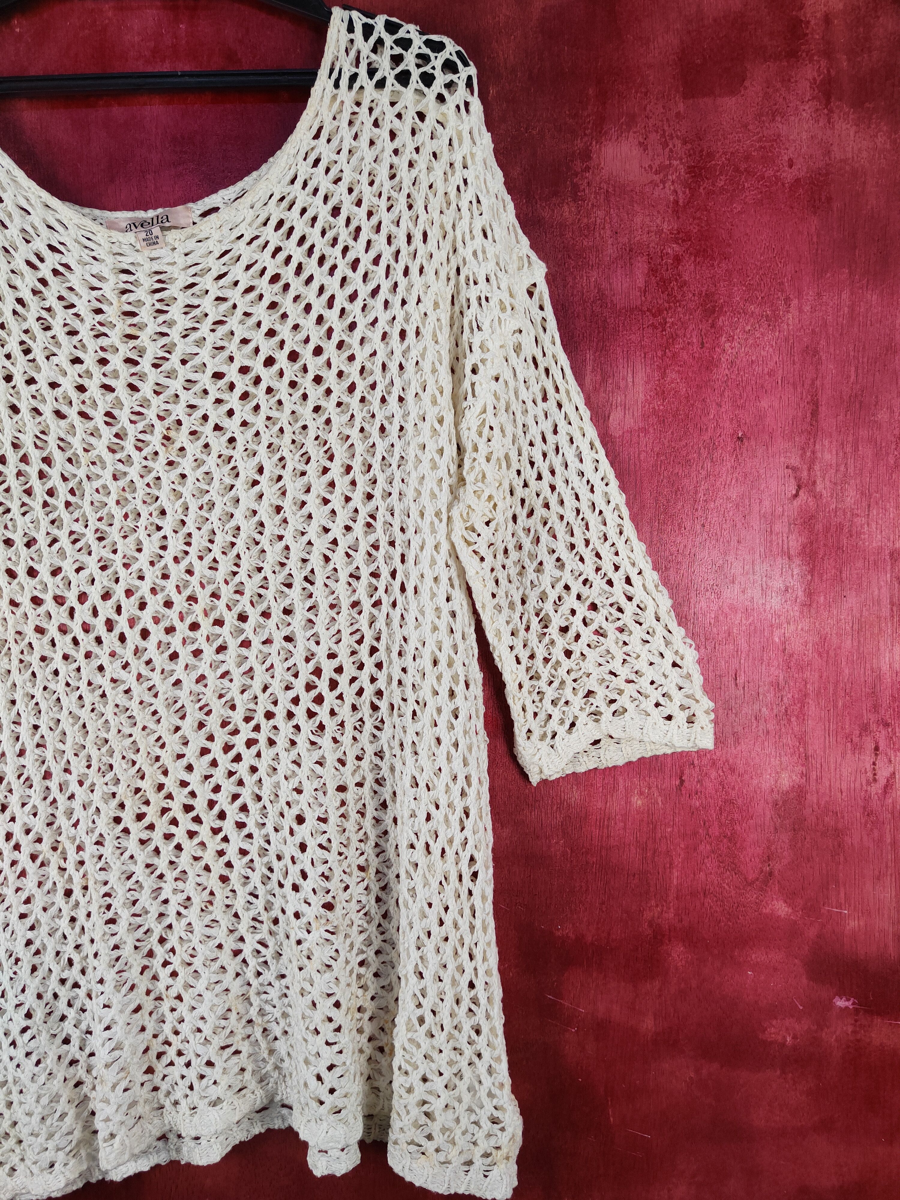 Homespun Knitwear Avella Cream Crochet Meshnet Knitwear #S1021 Size L / US 10 / IT 46 - 5 Thumbnail