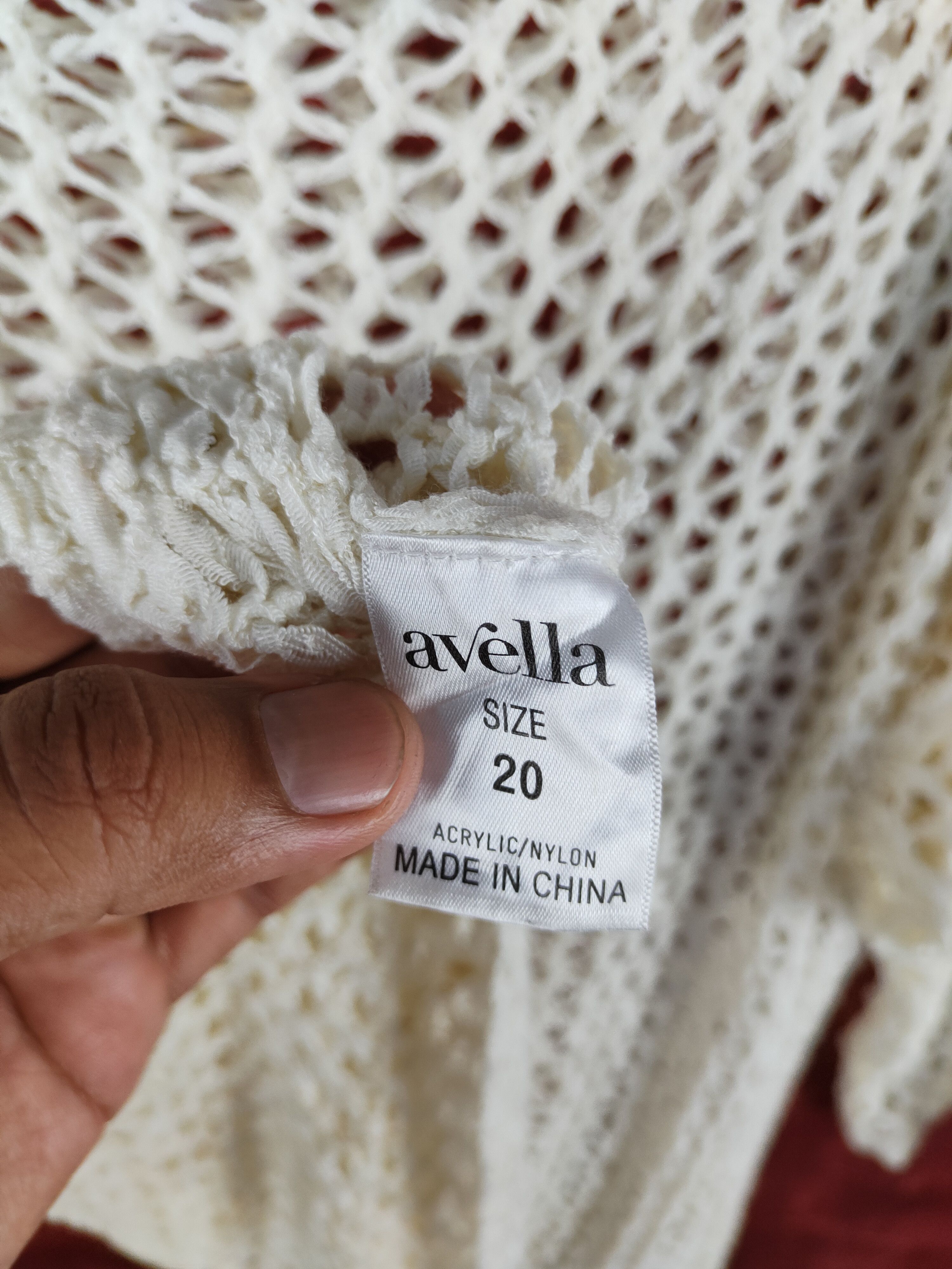 Homespun Knitwear Avella Cream Crochet Meshnet Knitwear #S1021 Size L / US 10 / IT 46 - 10 Thumbnail