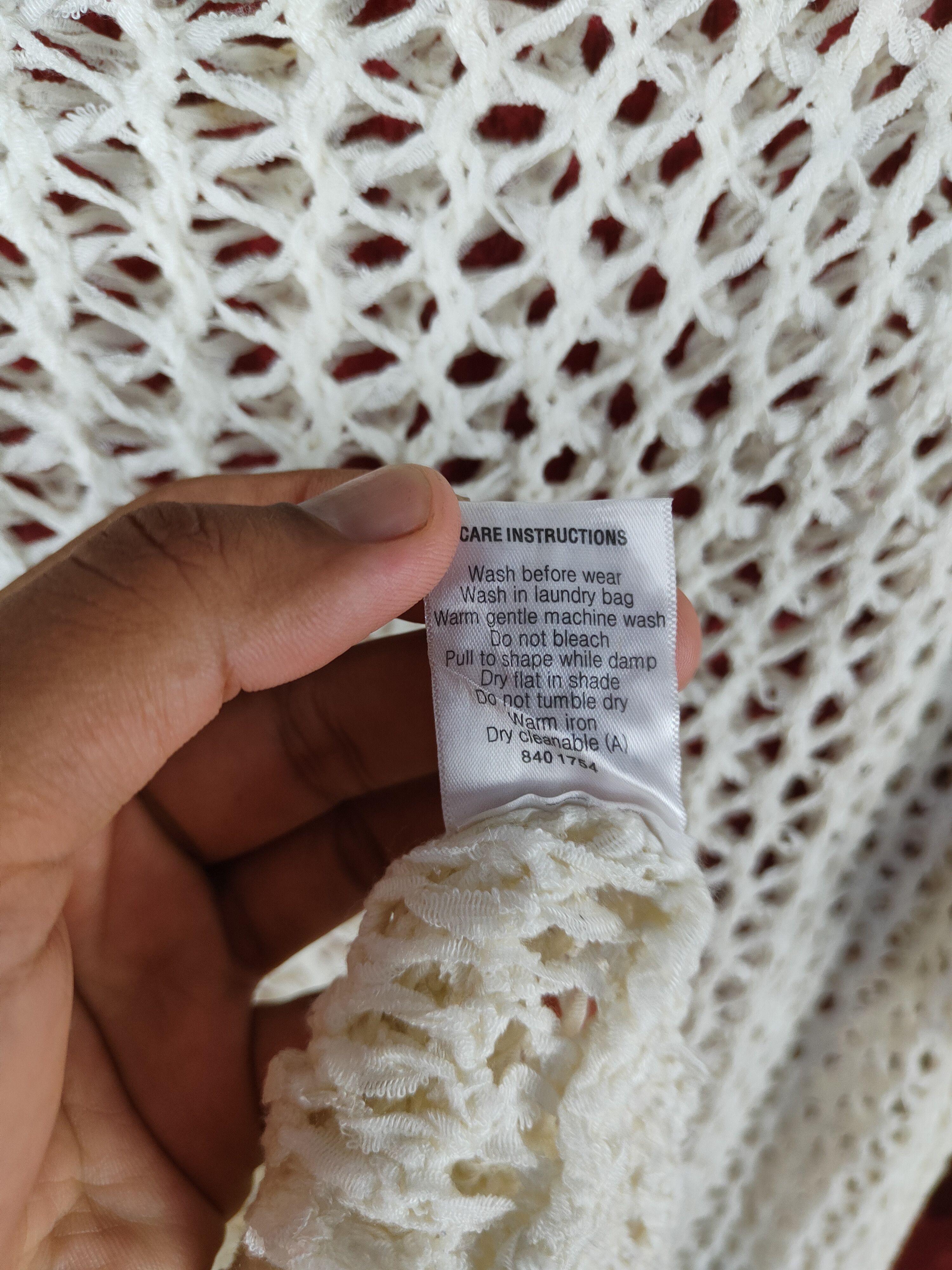 Homespun Knitwear Avella Cream Crochet Meshnet Knitwear #S1021 Size L / US 10 / IT 46 - 11 Thumbnail