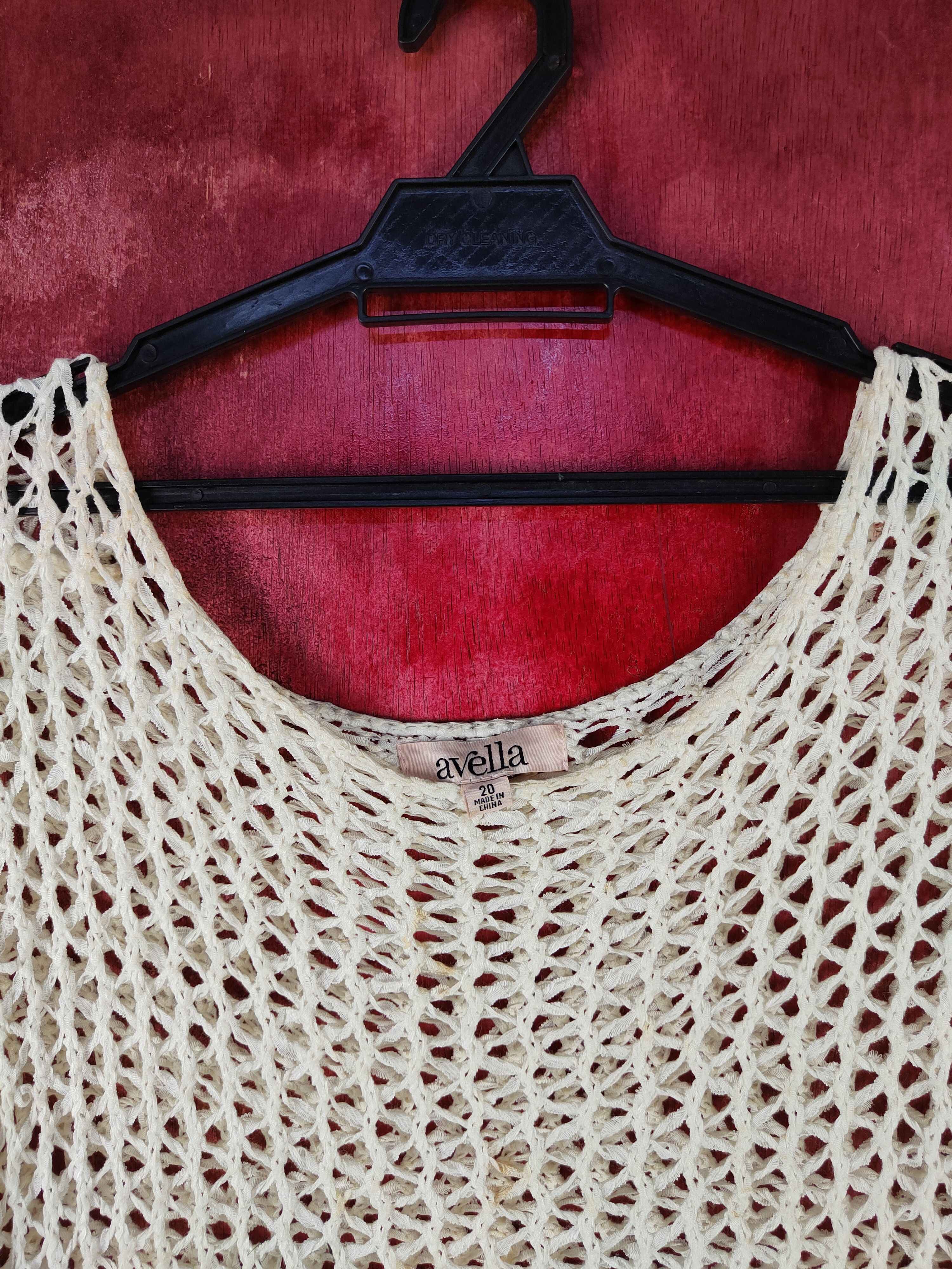 Homespun Knitwear Avella Cream Crochet Meshnet Knitwear #S1021 Size L / US 10 / IT 46 - 3 Thumbnail