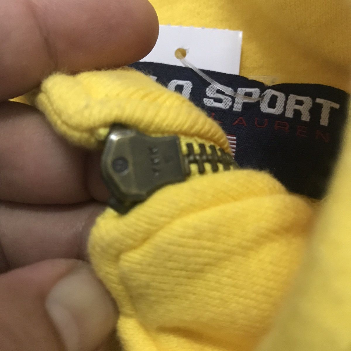 Polo Ralph Lauren × Vintage Vintage POLO SPORT Big Logo Half Zipper Yellow Sweatshirt Size US L / EU 52-54 / 3 - 7 Thumbnail