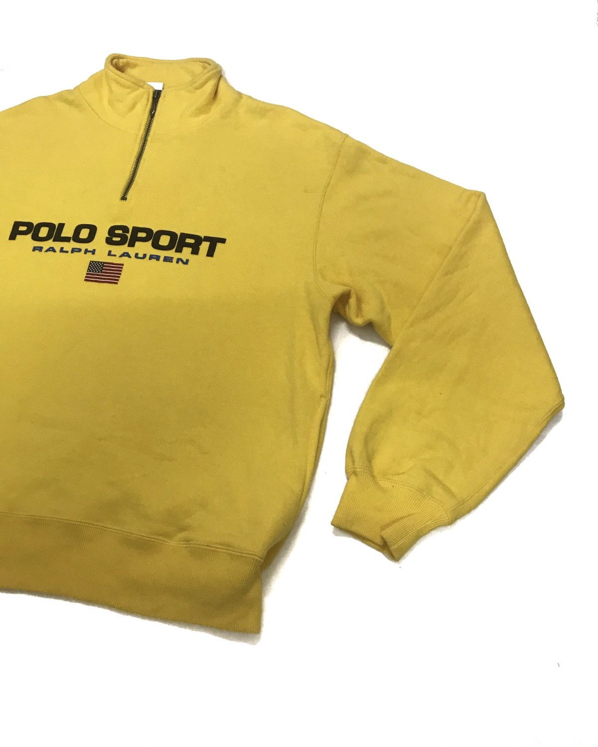 Polo Ralph Lauren × Vintage Vintage POLO SPORT Big Logo Half Zipper Yellow Sweatshirt Size US L / EU 52-54 / 3 - 3 Thumbnail
