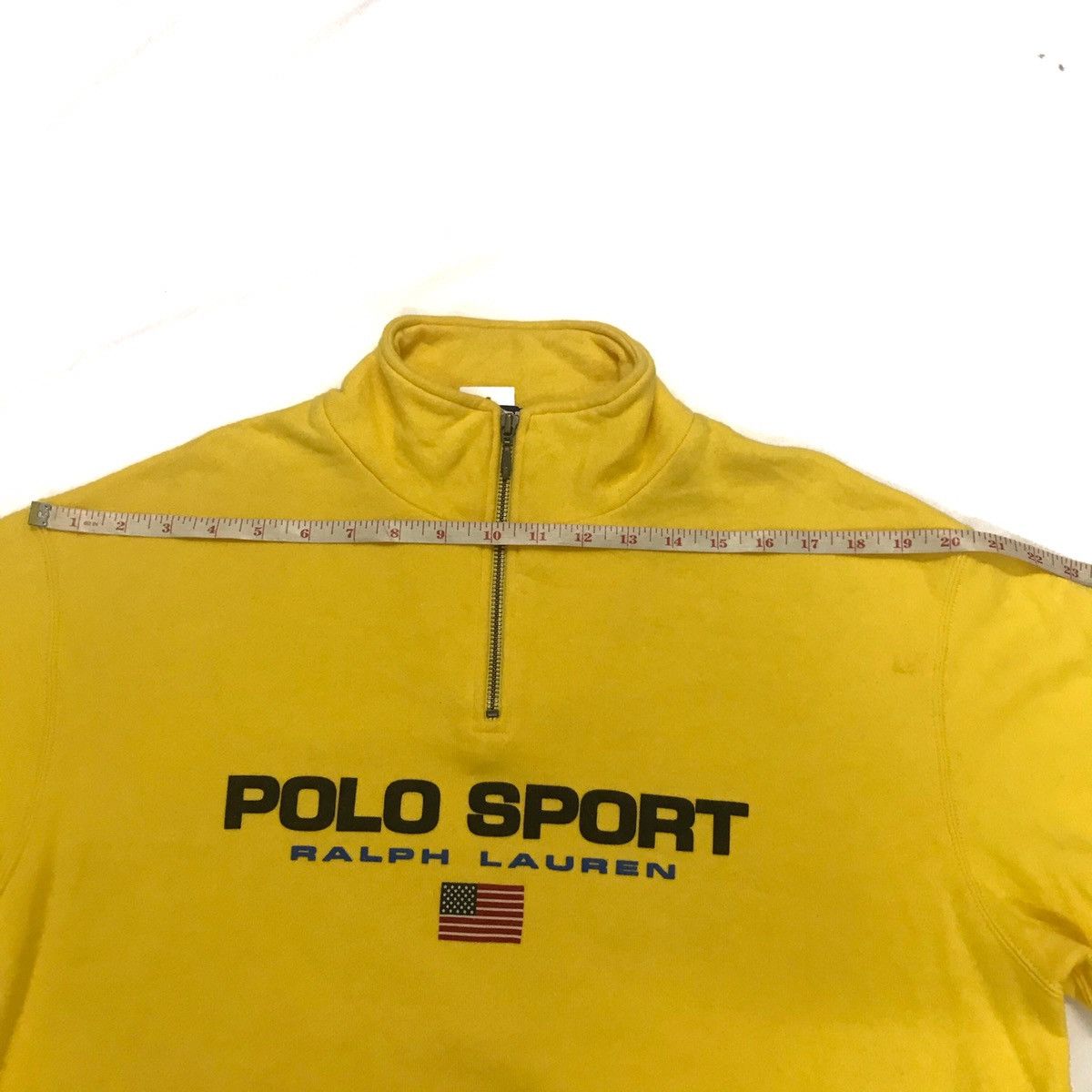 Polo Ralph Lauren × Vintage Vintage POLO SPORT Big Logo Half Zipper Yellow Sweatshirt Size US L / EU 52-54 / 3 - 13 Thumbnail