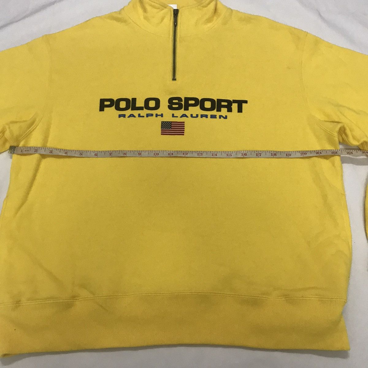Polo Ralph Lauren × Vintage Vintage POLO SPORT Big Logo Half Zipper Yellow Sweatshirt Size US L / EU 52-54 / 3 - 11 Thumbnail