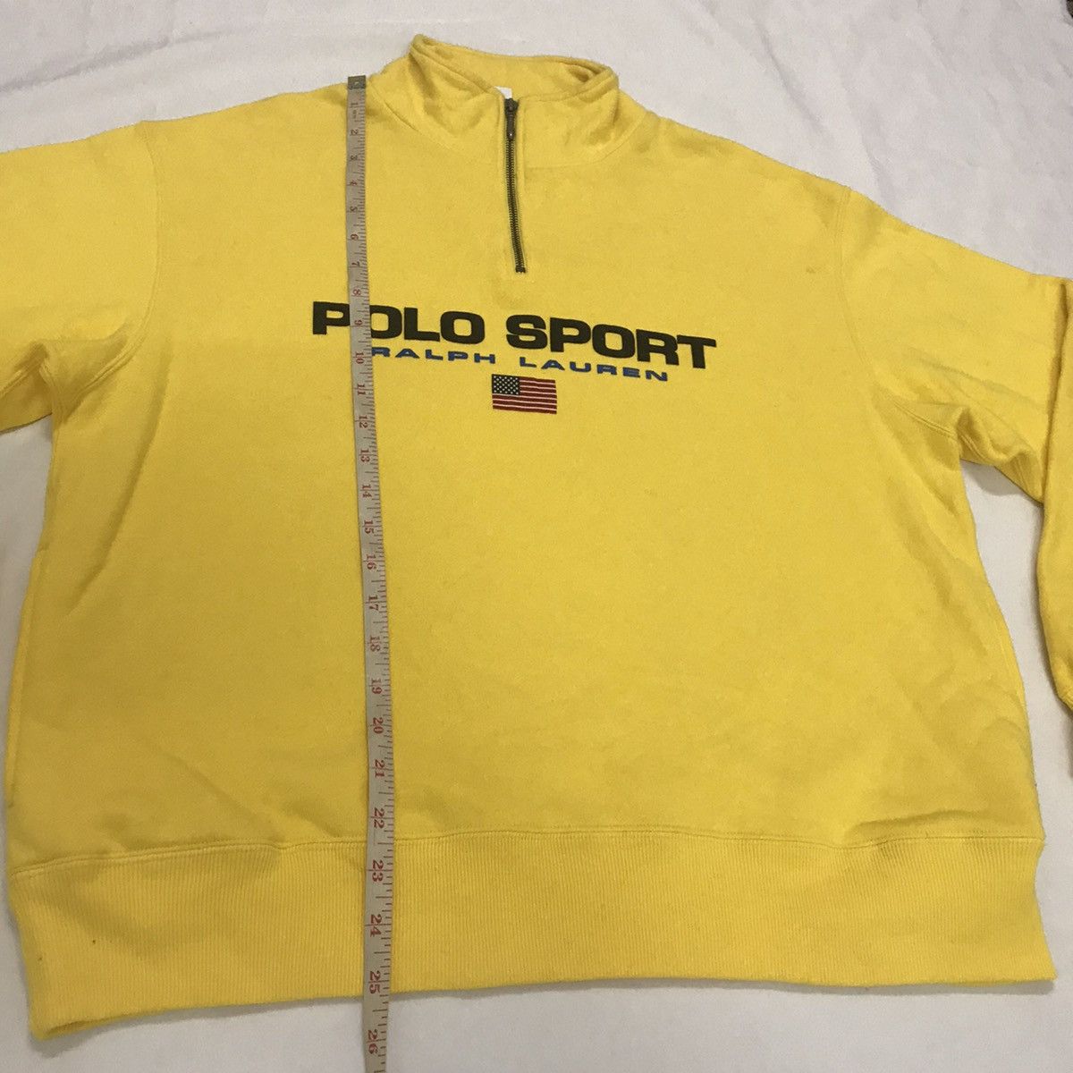 Polo Ralph Lauren × Vintage Vintage POLO SPORT Big Logo Half Zipper Yellow Sweatshirt Size US L / EU 52-54 / 3 - 14 Thumbnail