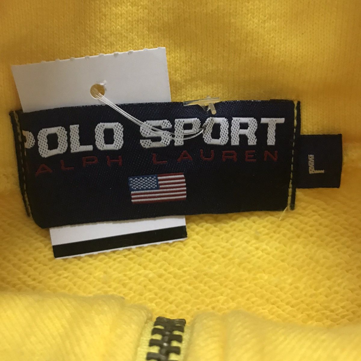 Polo Ralph Lauren × Vintage Vintage POLO SPORT Big Logo Half Zipper Yellow Sweatshirt Size US L / EU 52-54 / 3 - 8 Thumbnail