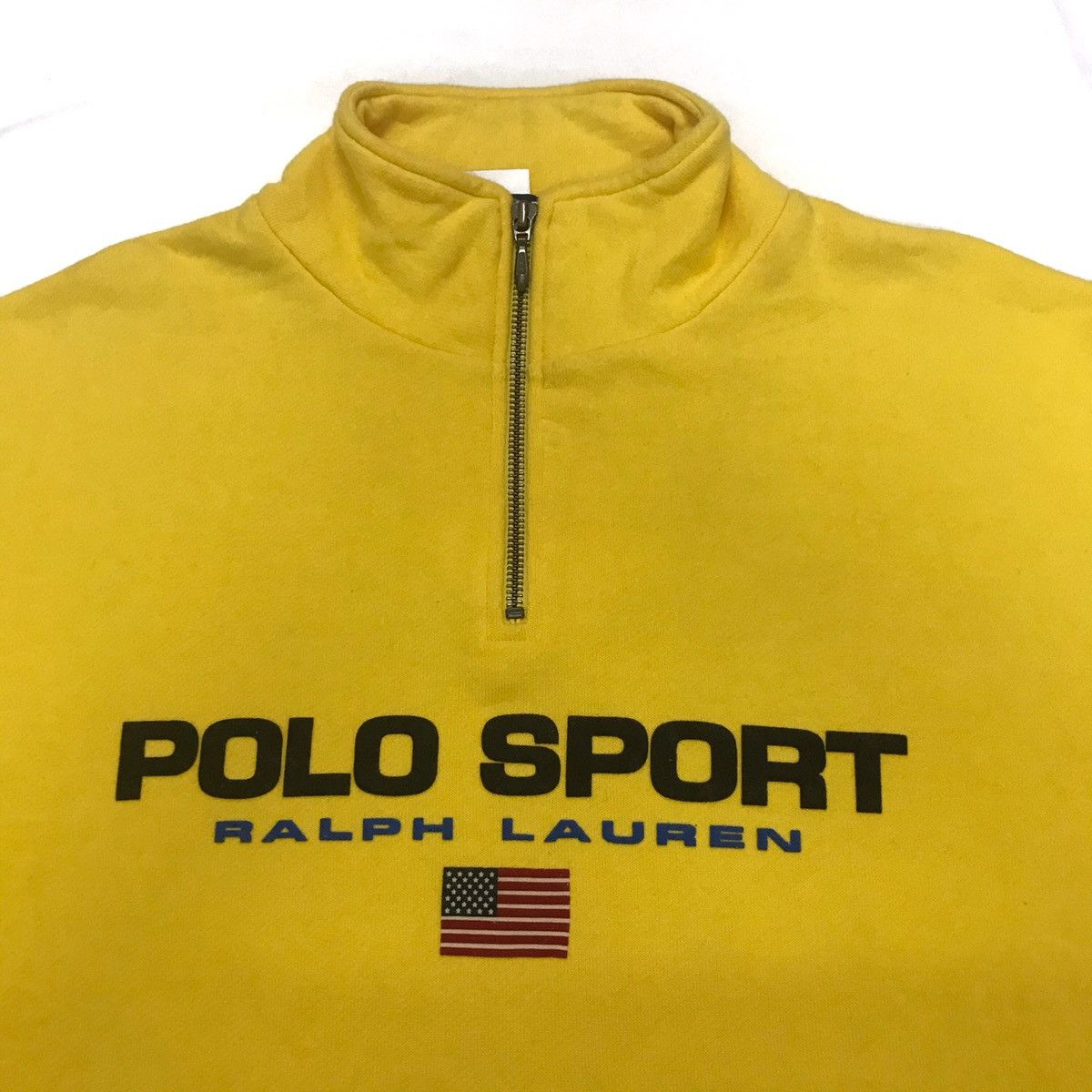 Polo Ralph Lauren × Vintage Vintage POLO SPORT Big Logo Half Zipper Yellow Sweatshirt Size US L / EU 52-54 / 3 - 2 Thumbnail