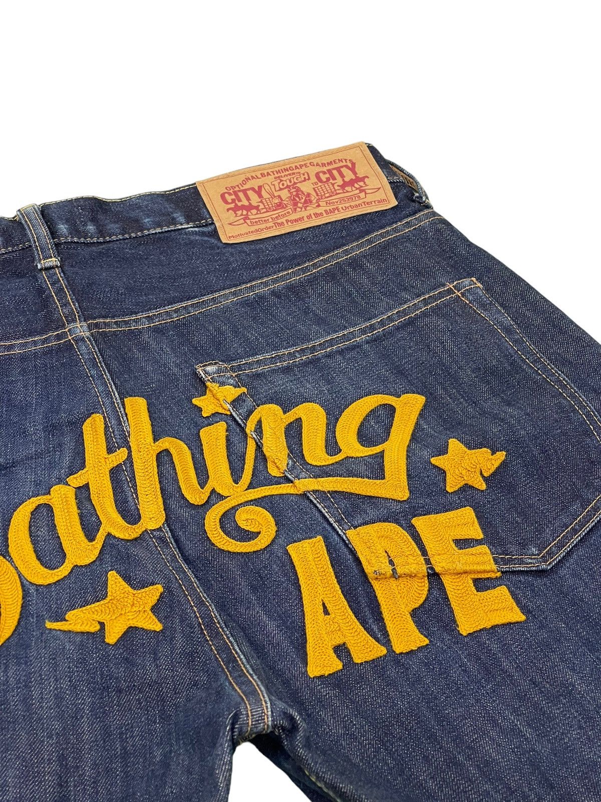 Bape × Nigo Bathing Ape Chain Embroidery Bapesta Denim Regular Size US 35 - 10 Thumbnail