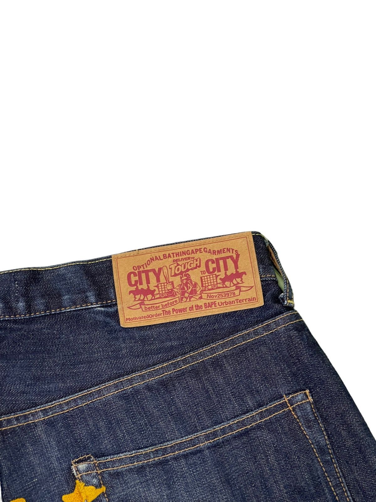 Bape × Nigo Bathing Ape Chain Embroidery Bapesta Denim Regular Size US 35 - 11 Thumbnail