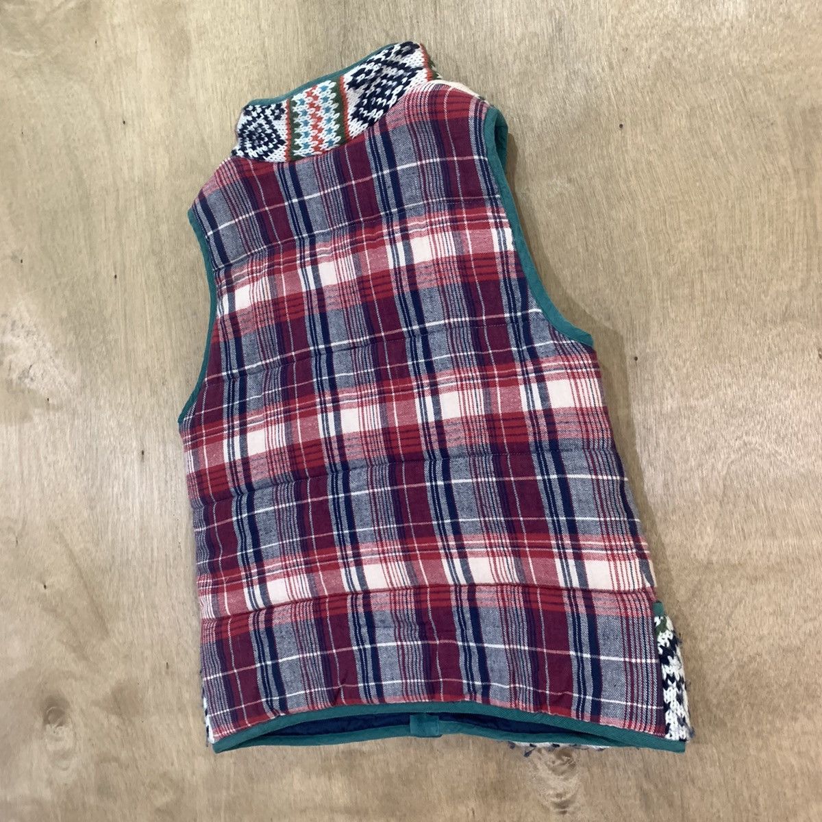 Aran Isles Knitwear × Japanese Brand HEART MARKET Plaid Navajo Native Puffer Bomber Vest Jacket Size US S / EU 44-46 / 1 - 15 Thumbnail