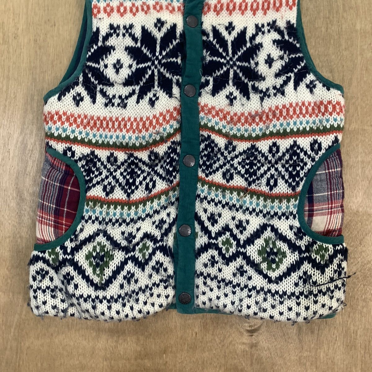 Aran Isles Knitwear × Japanese Brand HEART MARKET Plaid Navajo Native Puffer Bomber Vest Jacket Size US S / EU 44-46 / 1 - 5 Thumbnail