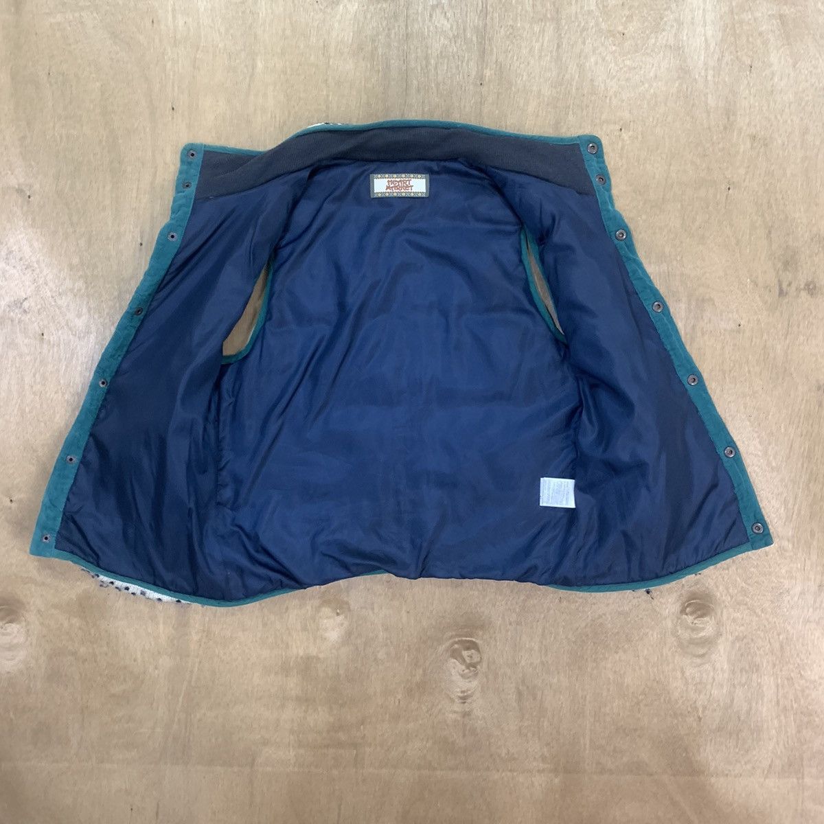 Aran Isles Knitwear × Japanese Brand HEART MARKET Plaid Navajo Native Puffer Bomber Vest Jacket Size US S / EU 44-46 / 1 - 18 Thumbnail