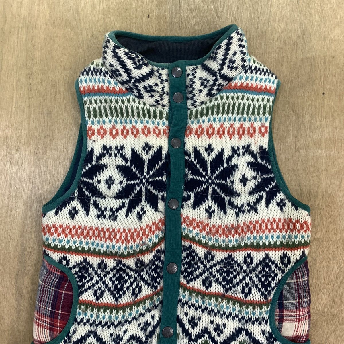 Aran Isles Knitwear × Japanese Brand HEART MARKET Plaid Navajo Native Puffer Bomber Vest Jacket Size US S / EU 44-46 / 1 - 4 Thumbnail