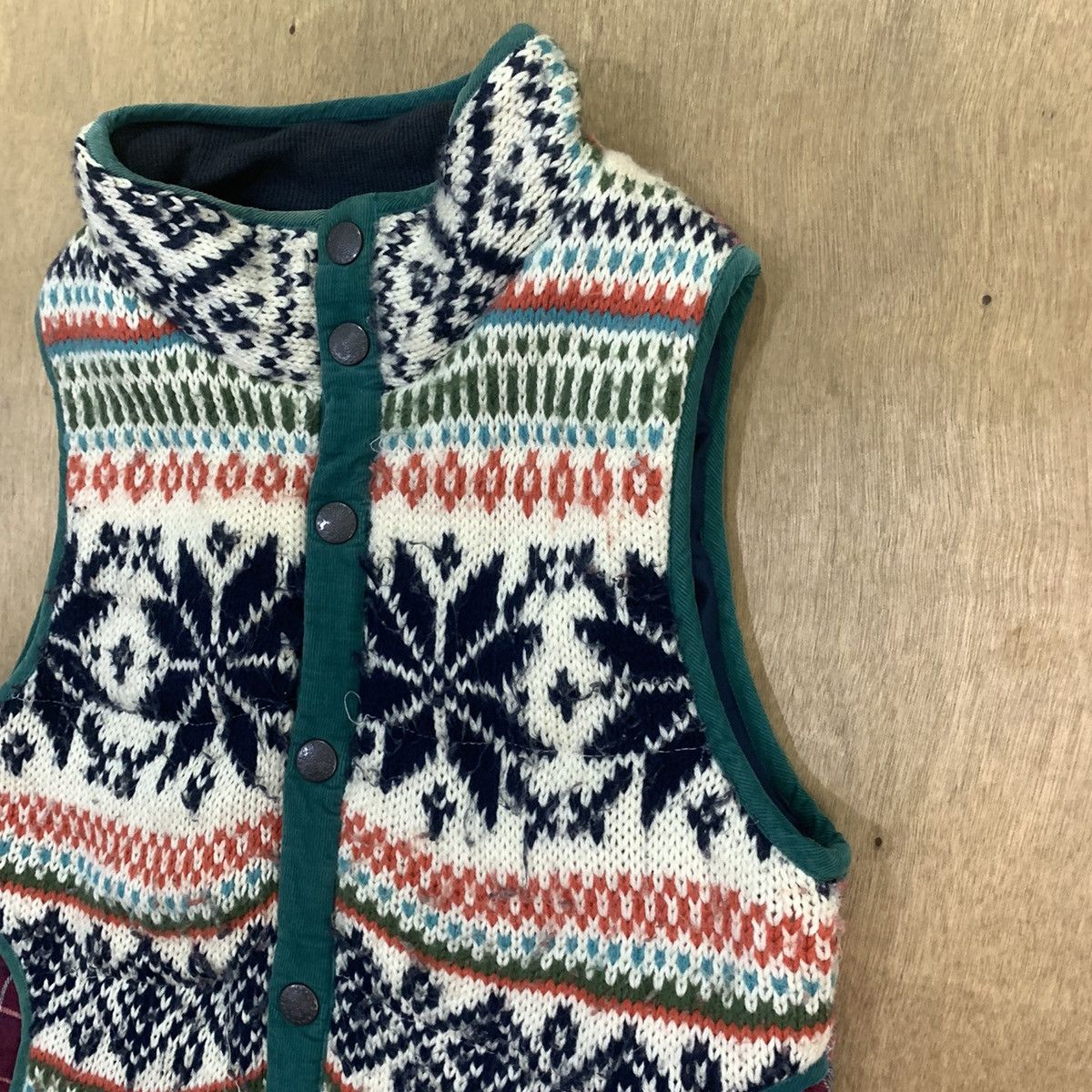 Aran Isles Knitwear × Japanese Brand HEART MARKET Plaid Navajo Native Puffer Bomber Vest Jacket Size US S / EU 44-46 / 1 - 7 Thumbnail