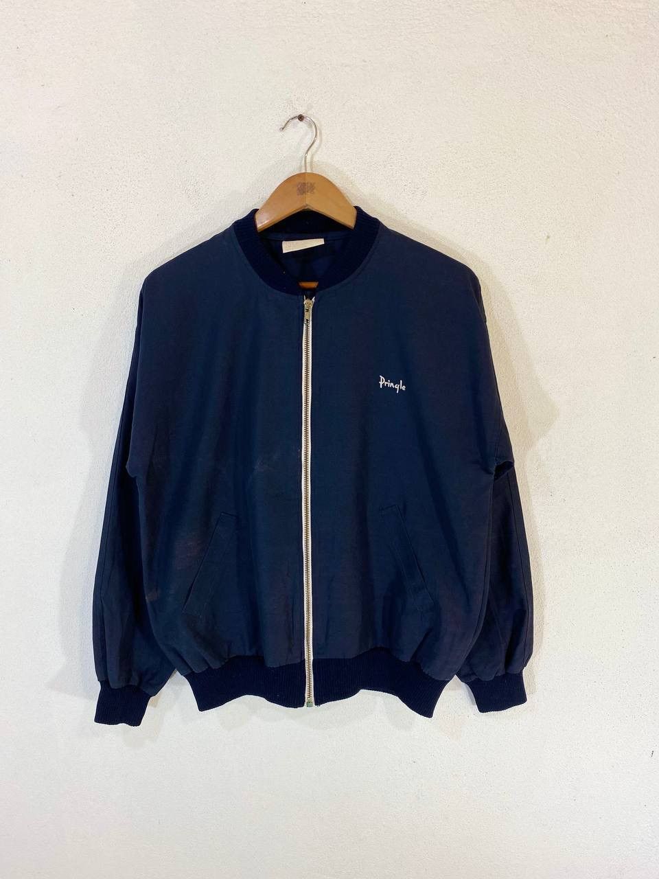 image of Archival Clothing x Bomber Jacket Vintage Pringle Jacket Embroidered Made In England in Dark Blue (