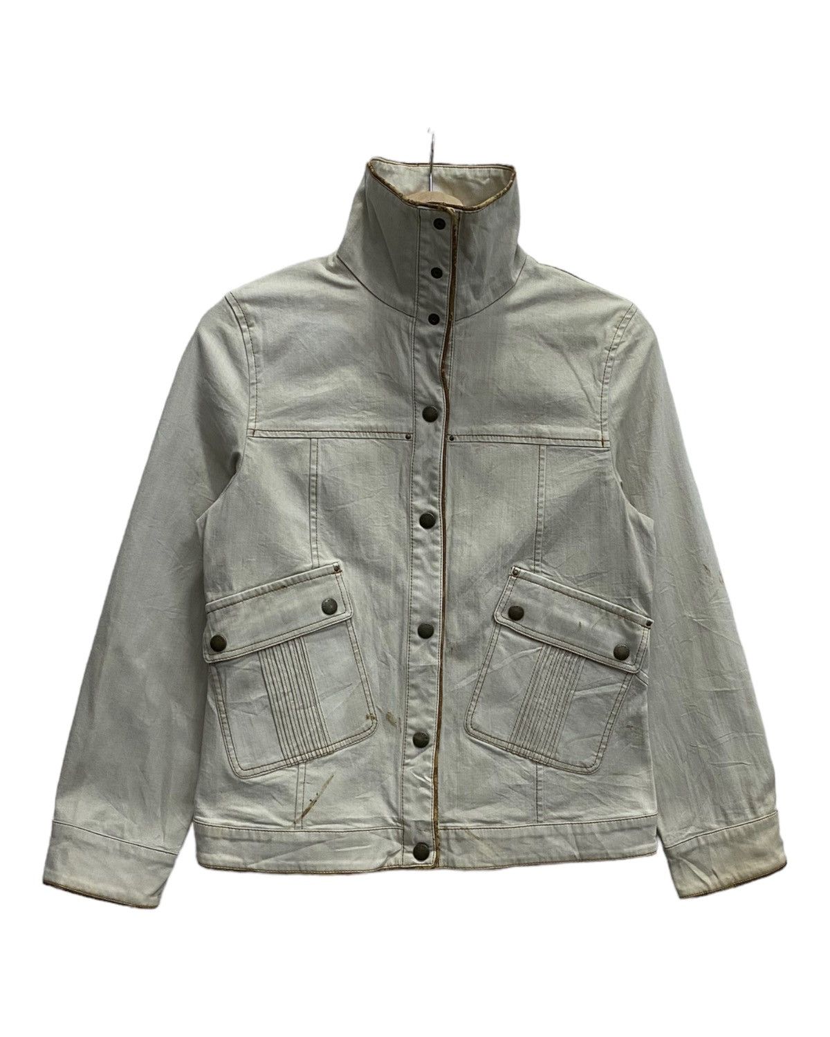If Six Was Nine 🔥LANVIN SPORT DENIM CREAM CROPPED HIGH NECK JACKET Size S / US 4 / IT 40 - 10 Thumbnail