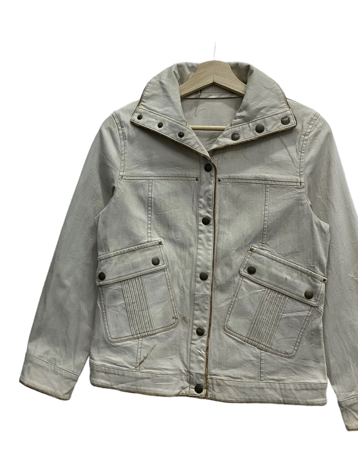 If Six Was Nine 🔥LANVIN SPORT DENIM CREAM CROPPED HIGH NECK JACKET Size S / US 4 / IT 40 - 5 Thumbnail