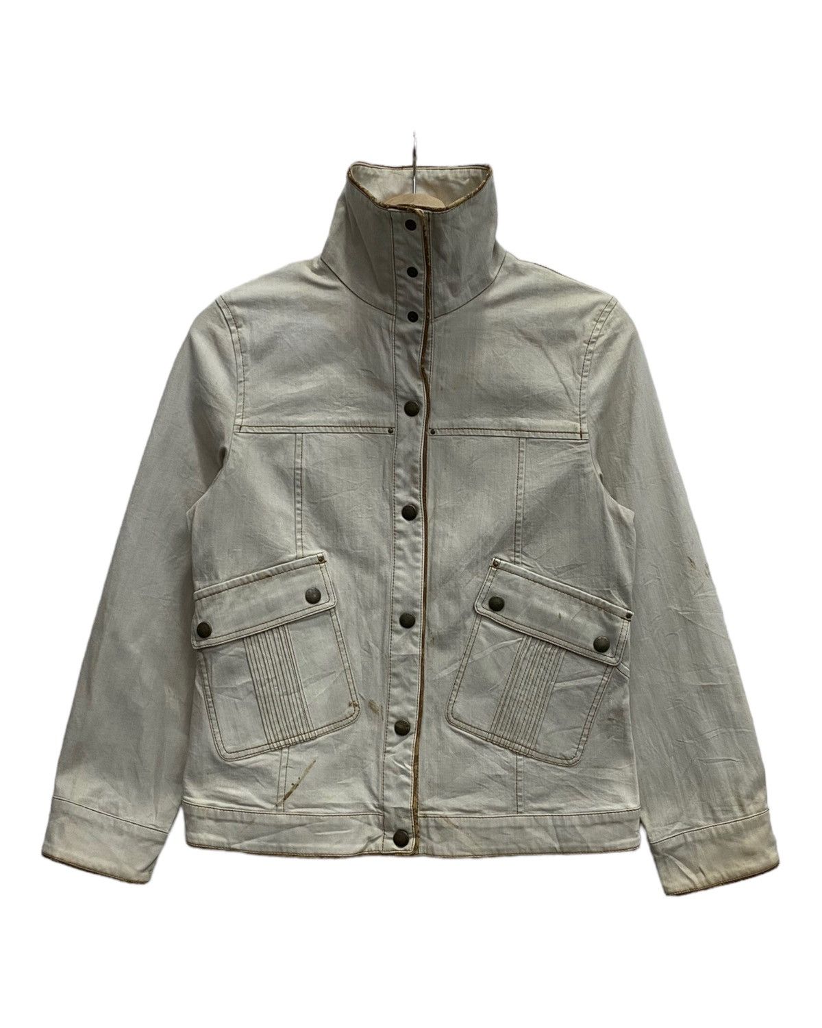 If Six Was Nine 🔥LANVIN SPORT DENIM CREAM CROPPED HIGH NECK JACKET Size S / US 4 / IT 40 - 4 Thumbnail