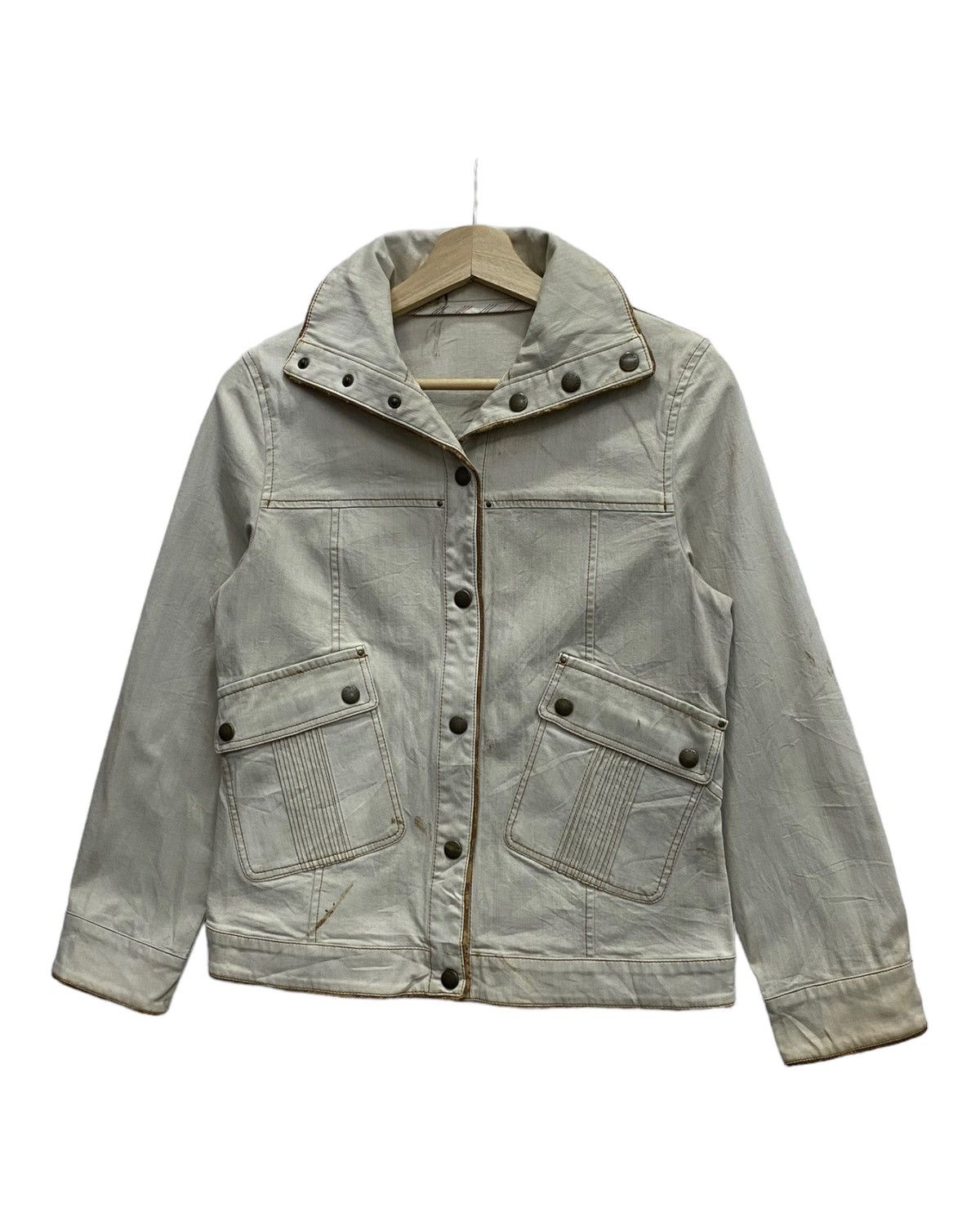 If Six Was Nine 🔥LANVIN SPORT DENIM CREAM CROPPED HIGH NECK JACKET Size S / US 4 / IT 40 - 8 Thumbnail