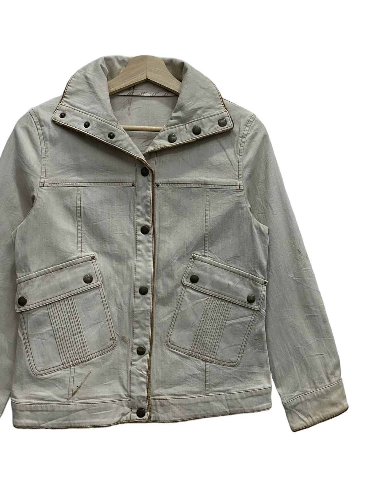 If Six Was Nine 🔥LANVIN SPORT DENIM CREAM CROPPED HIGH NECK JACKET Size US S / EU 44-46 / 1 - 3 Thumbnail