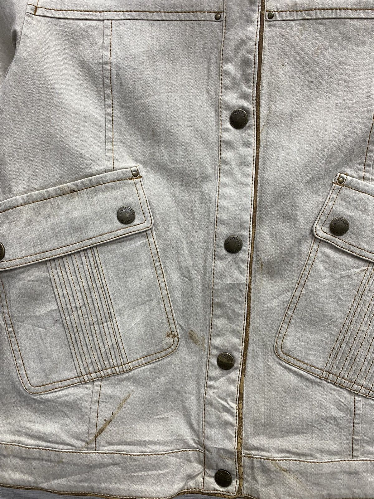 If Six Was Nine 🔥LANVIN SPORT DENIM CREAM CROPPED HIGH NECK JACKET Size US S / EU 44-46 / 1 - 14 Thumbnail