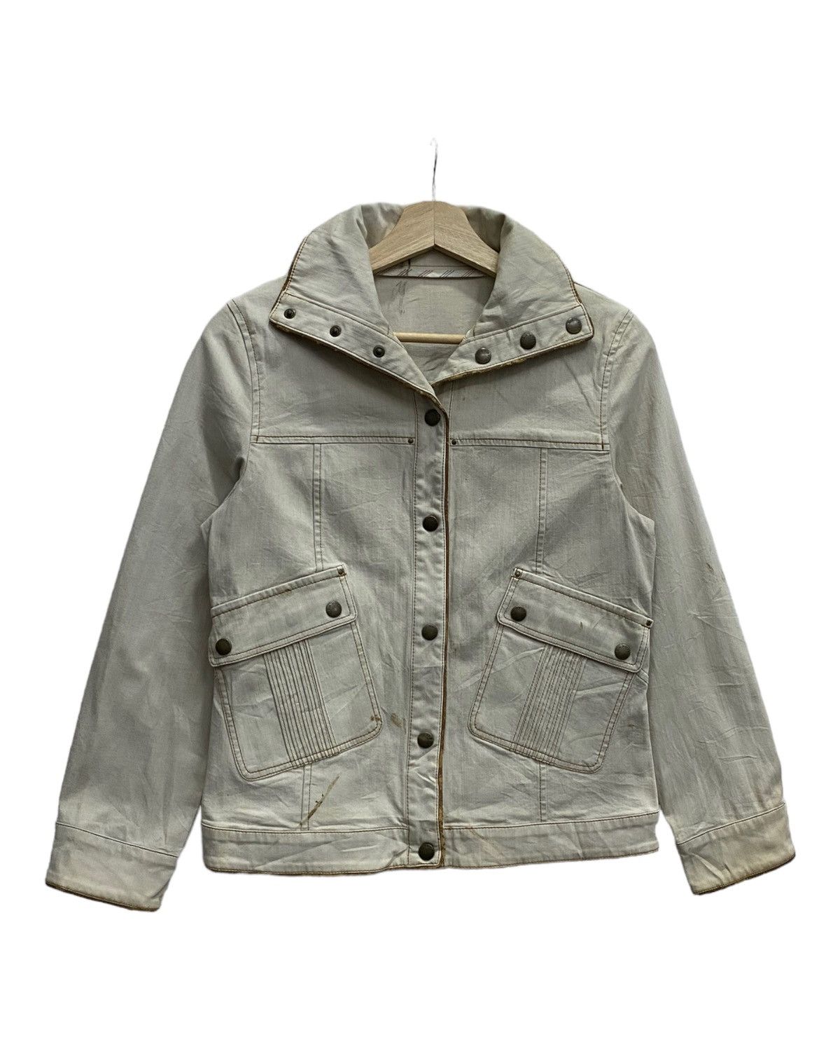 If Six Was Nine 🔥LANVIN SPORT DENIM CREAM CROPPED HIGH NECK JACKET Size US S / EU 44-46 / 1 - 7 Thumbnail