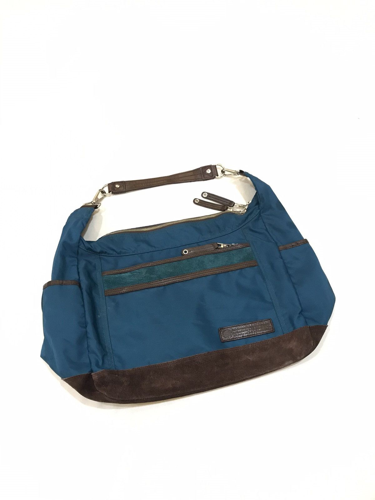 image of Masterpiece Japan Fabric Leather Tote Bag in Greenish Blue, Men's